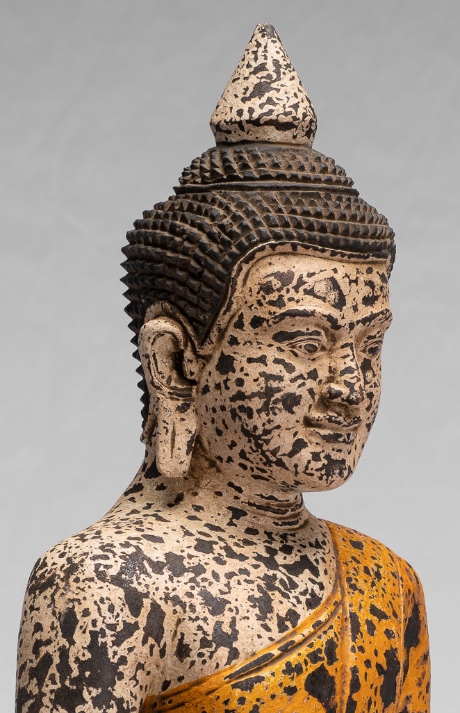 Statue Buddha - Antique Khmer Style SE Asia seduto l'Illuminismo in legno Statua Buddha - 40 cm/16 "