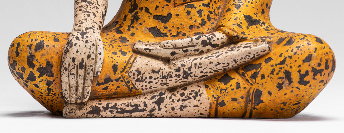 Statue Buddha - Antique Khmer Style SE Asia seduto l'Illuminismo in legno Statua Buddha - 40 cm/16 "