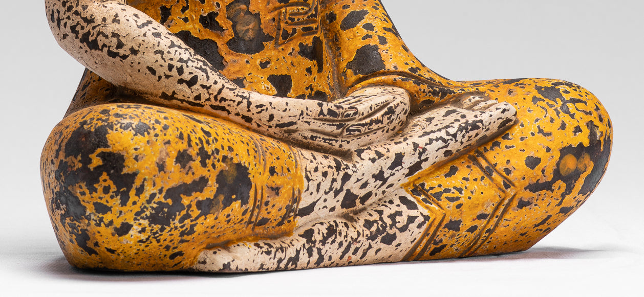 Buddha Sculpture - Antique Khmer in stile Khmer Seduto Buddha Statue Dhyana Meditation Mudra - 40 cm/16 "