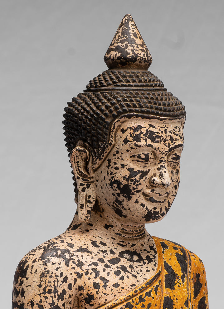 Buddha Sculpture - Antique Khmer in stile Khmer Seduto Buddha Statue Dhyana Meditation Mudra - 40 cm/16 "