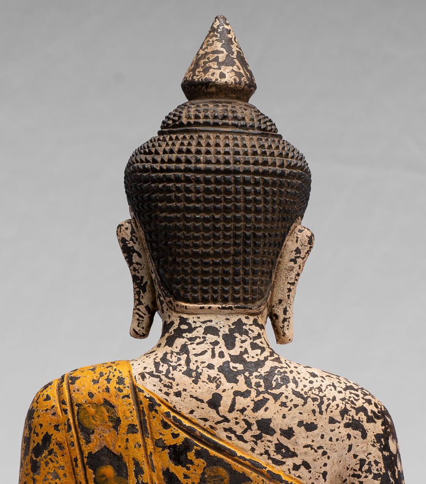 Buddha Sculpture - Antique Khmer in stile Khmer Seduto Buddha Statue Dhyana Meditation Mudra - 40 cm/16 "