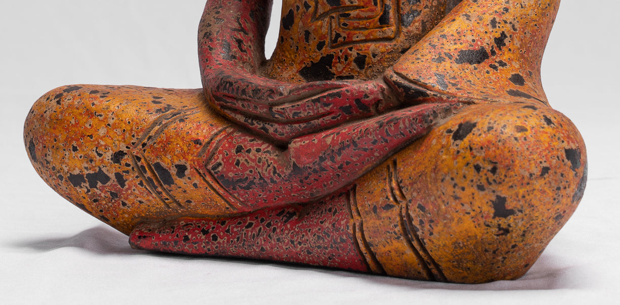 Buddha Sculpture - Antique Khmer in stile Khmer Seduto Buddha Statue Dhyana Meditation Mudra - 32 cm/13 "
