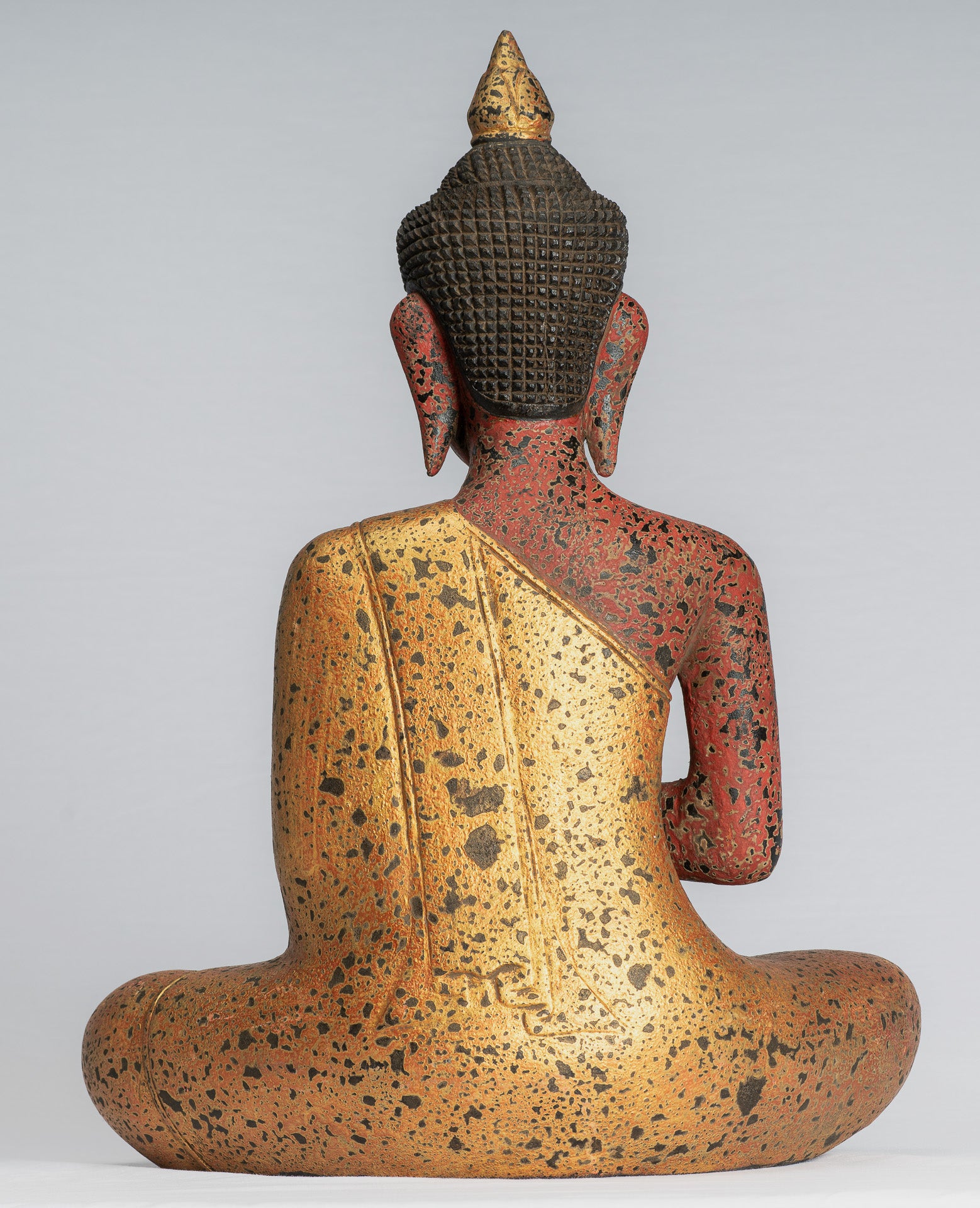 Statue de Bouddha - style khmer ancien Cambodge Impression de main d'enseignement de bouddha assis en bois - 53cm / 21 "