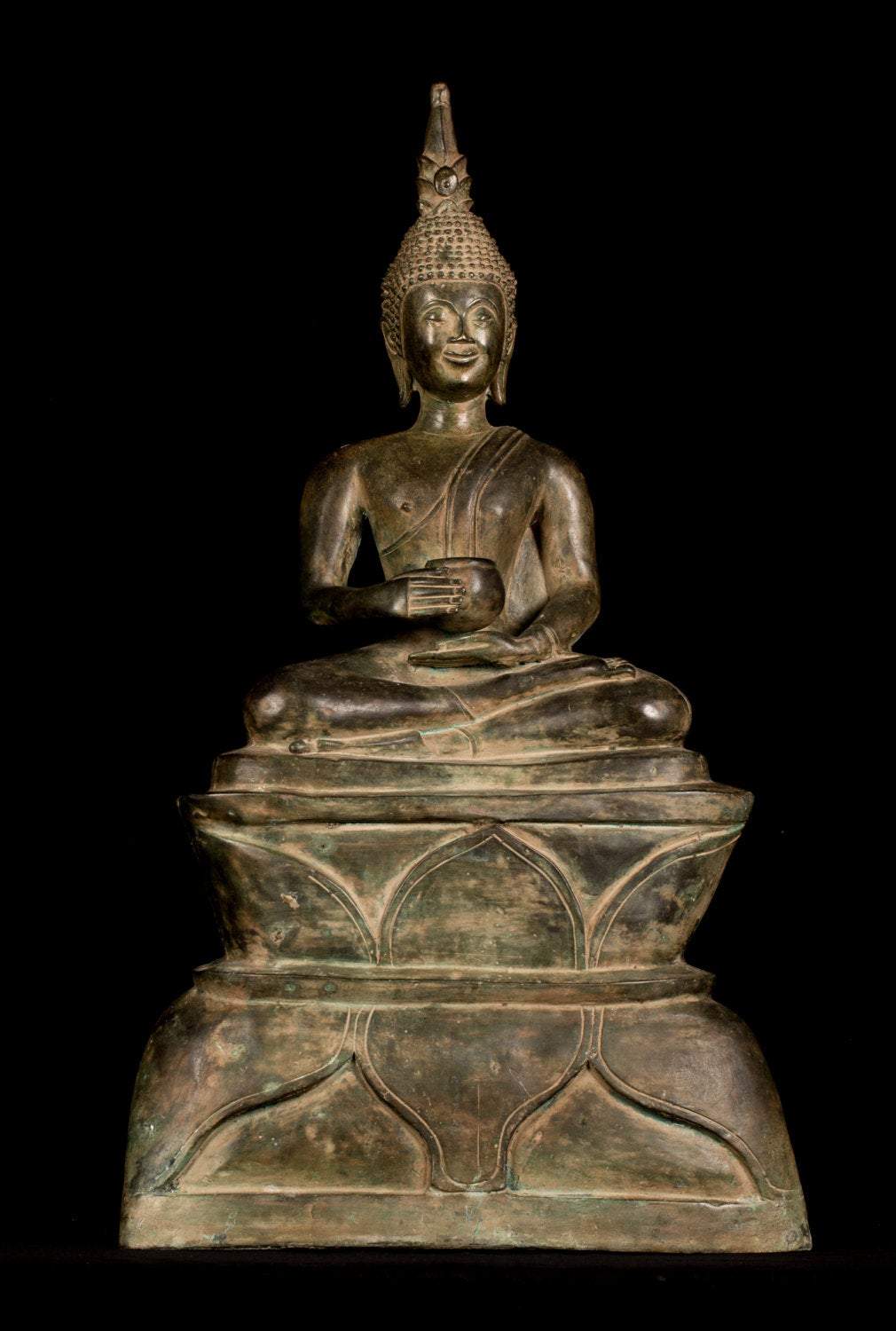 Statue di Buddha antico -Antique Laos Bronze Charity Gautama Buddha Statue - 64 cm/25 "