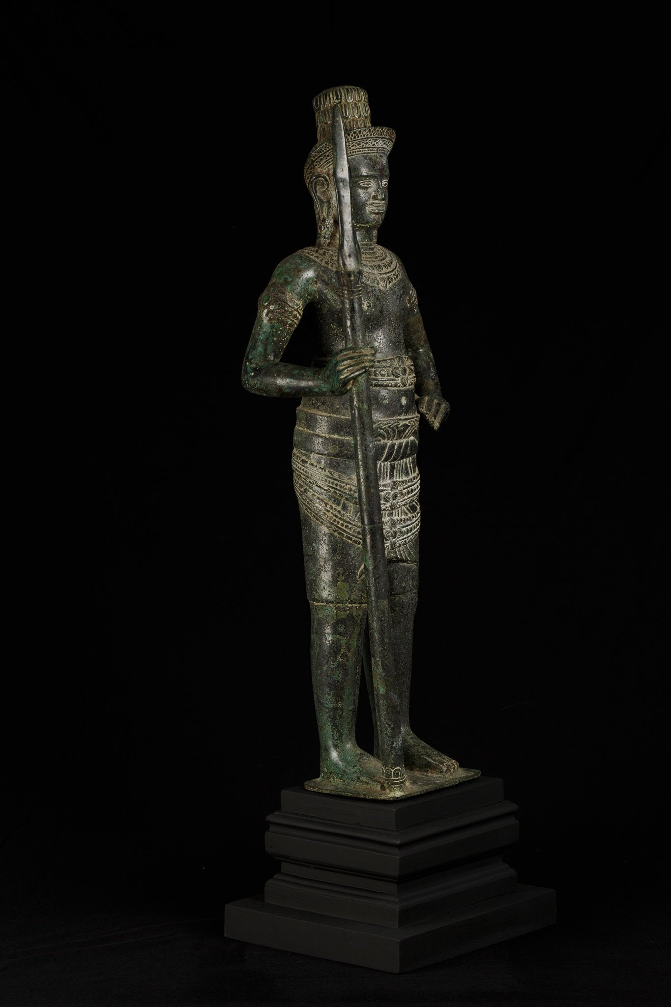 Antike Khmer Style Bronze stehend Angkor Wat Style Shiva mit Spear -93cm/37 "