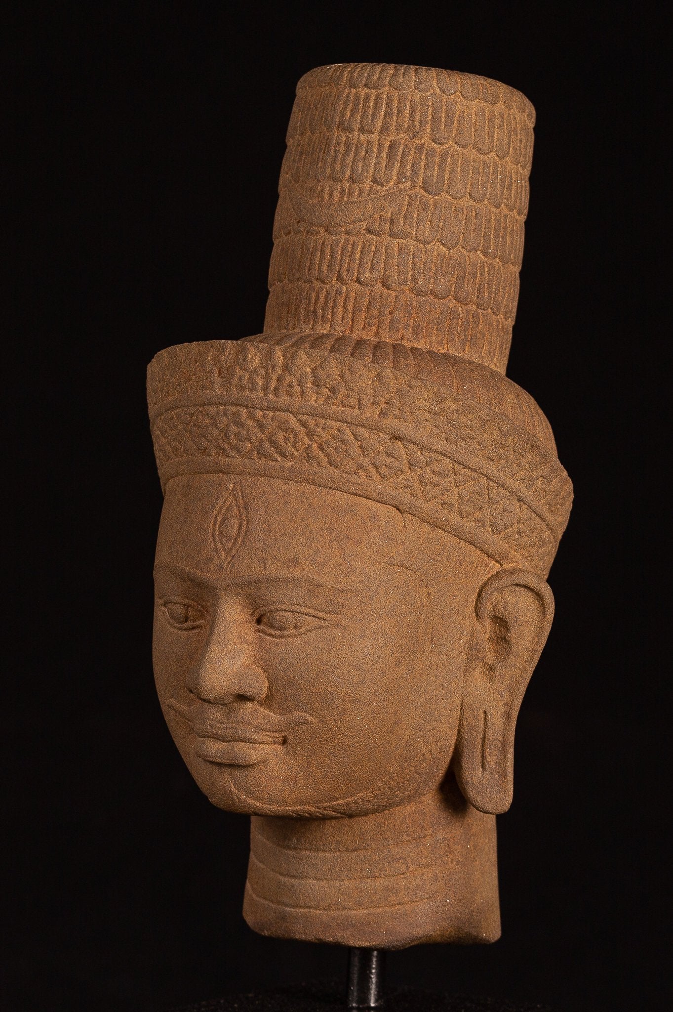 Antique Bakheng Style Khmer Stone Shiva Head Statue - The Destroyer - 35cm/14 "