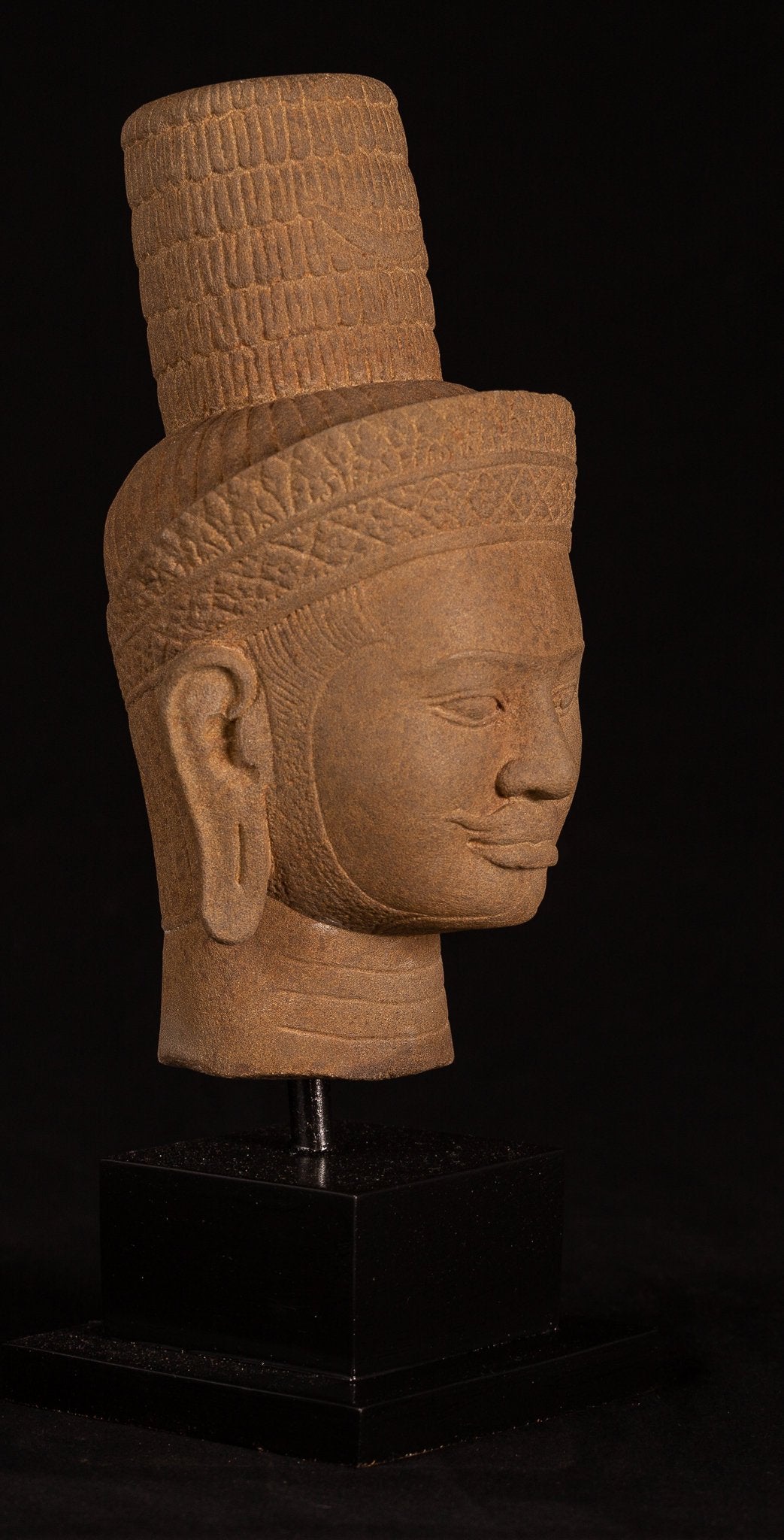 Antique Bakheng Style Khmer Stone Shiva Head Statue - The Destroyer - 35cm/14 "