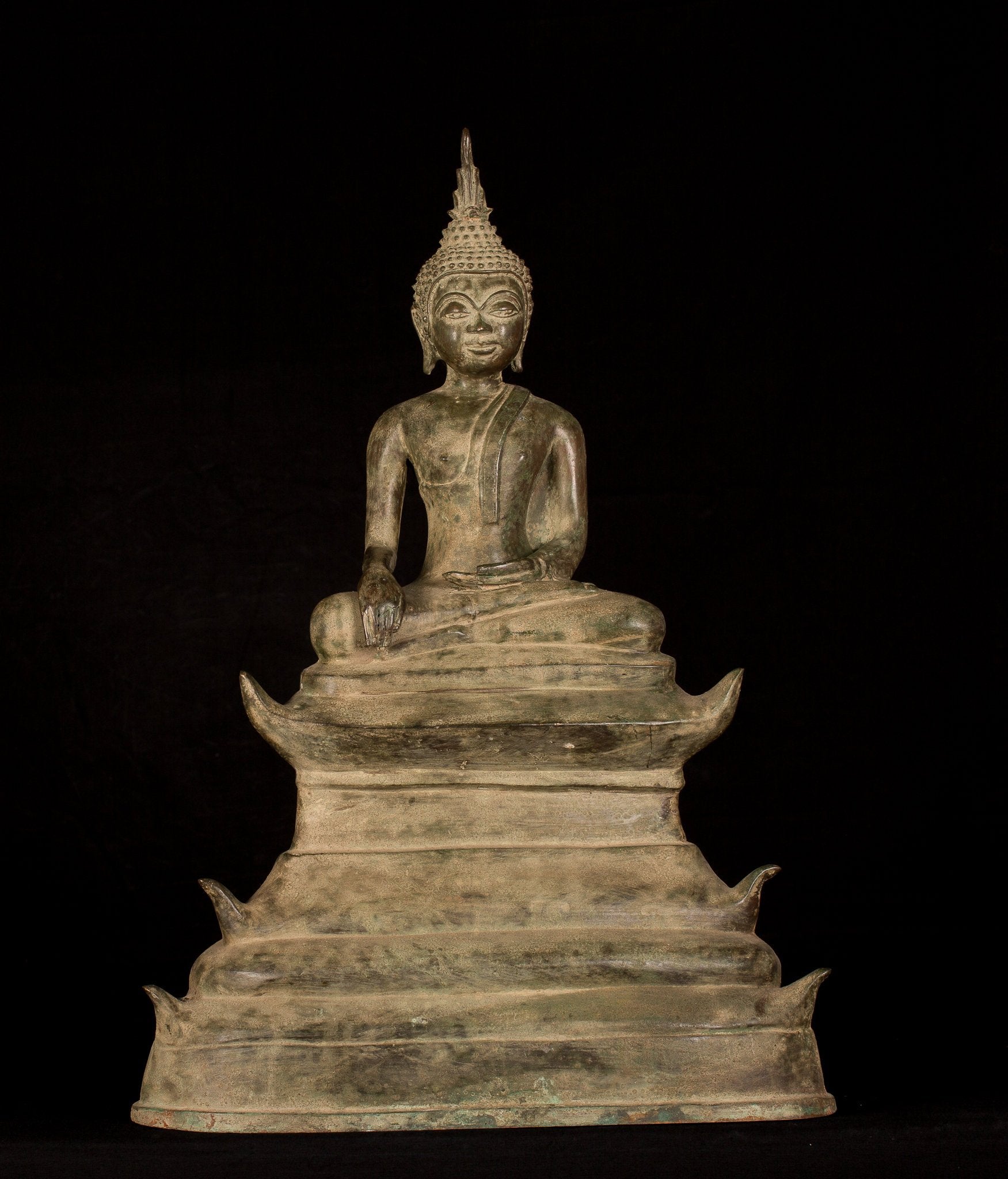 Buddha - Antique Laos Style Sehot Bronze Enlightenment Buddha Statua - 53cm/21 "