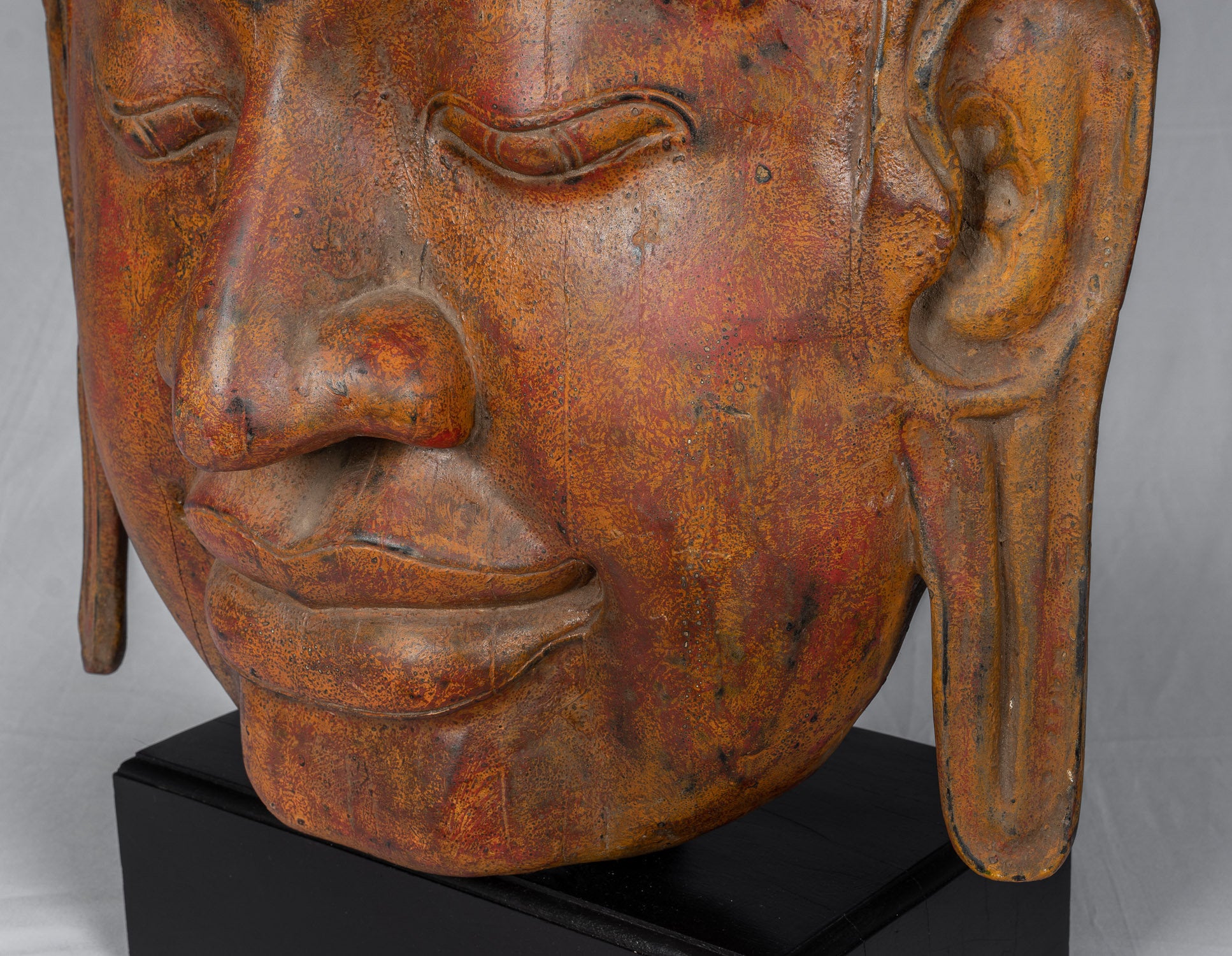 Statue di Buddha - Antique Khmer Style SE Asia Monted Alluminazione in legno Statua di Buddha - 70 cm/28 "