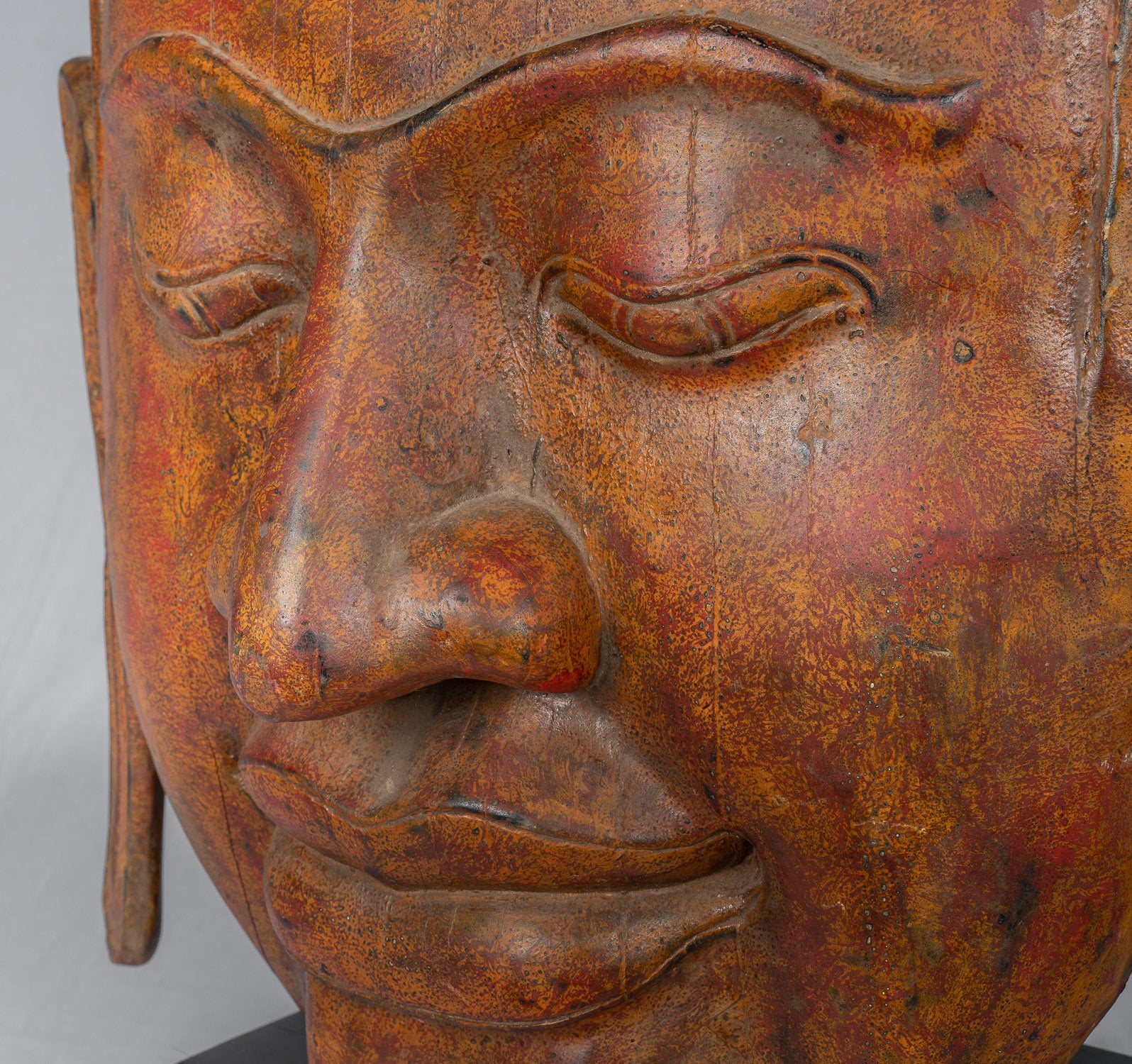 Statue di Buddha - Antique Khmer Style SE Asia Monted Alluminazione in legno Statua di Buddha - 70 cm/28 "