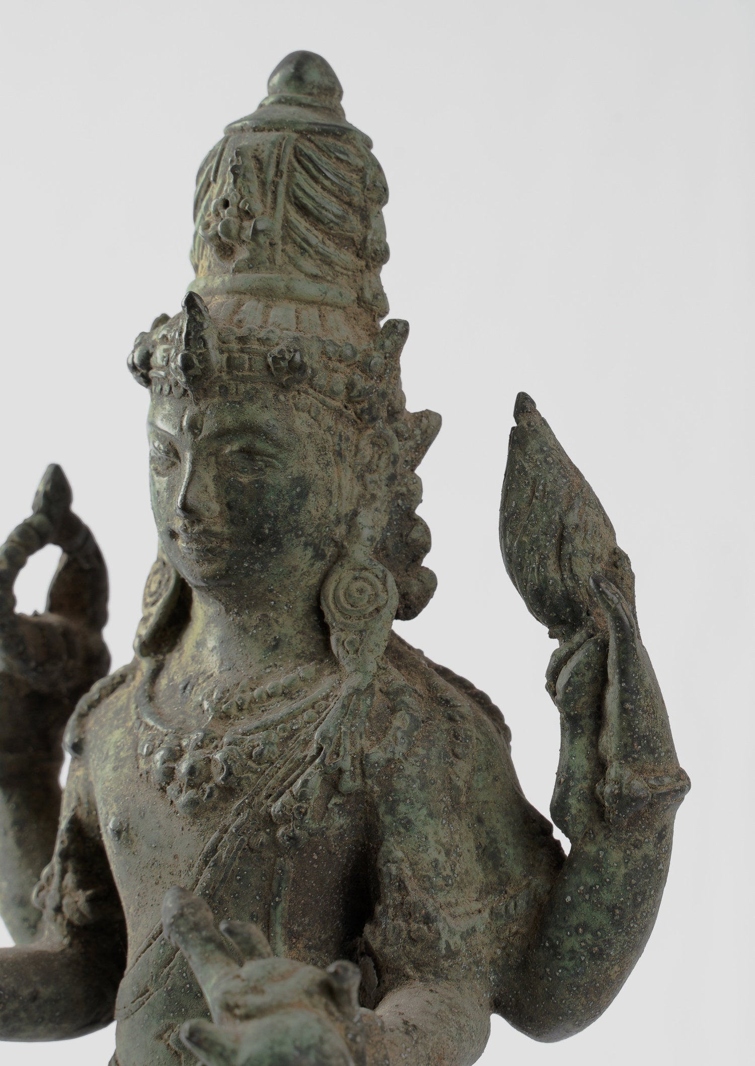 Statue Vishnu - Antique Java Style Majapahit State Bronze Vishnu - 31cm