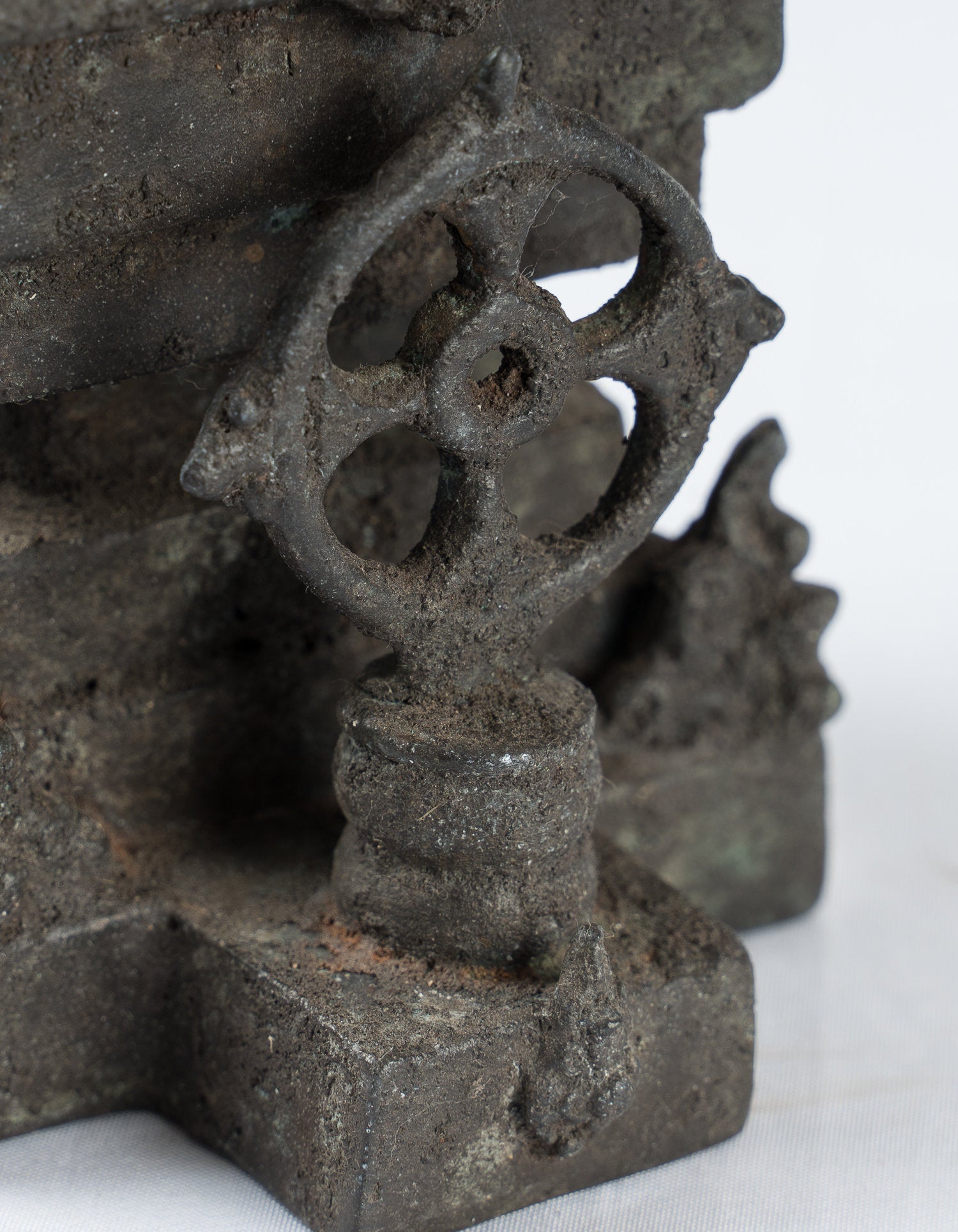 Antique in stile indonesiano seduto in bronzo giavanese Amitabha Buddha Statua - 22 cm/9 "