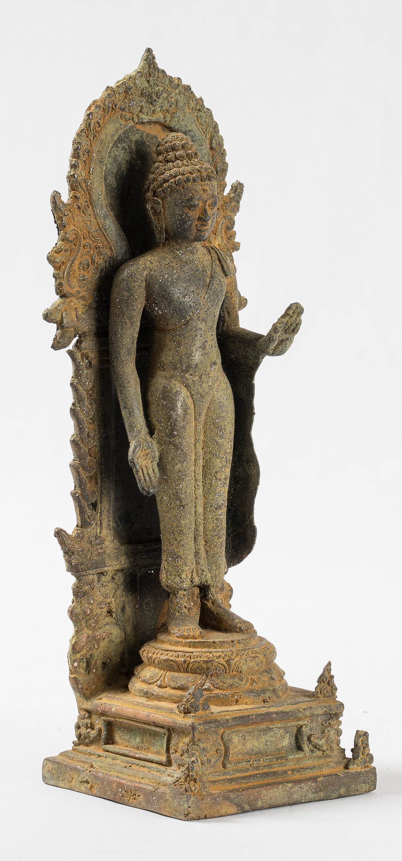 Statua di Buddha - Antique in stile indonesiano giavanese amoghasiddhi Buddha - 24 cm/10 "