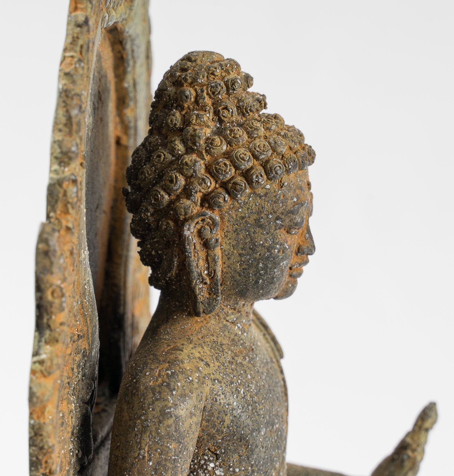 Statua di Buddha - Antique in stile indonesiano giavanese amoghasiddhi Buddha - 24 cm/10 "