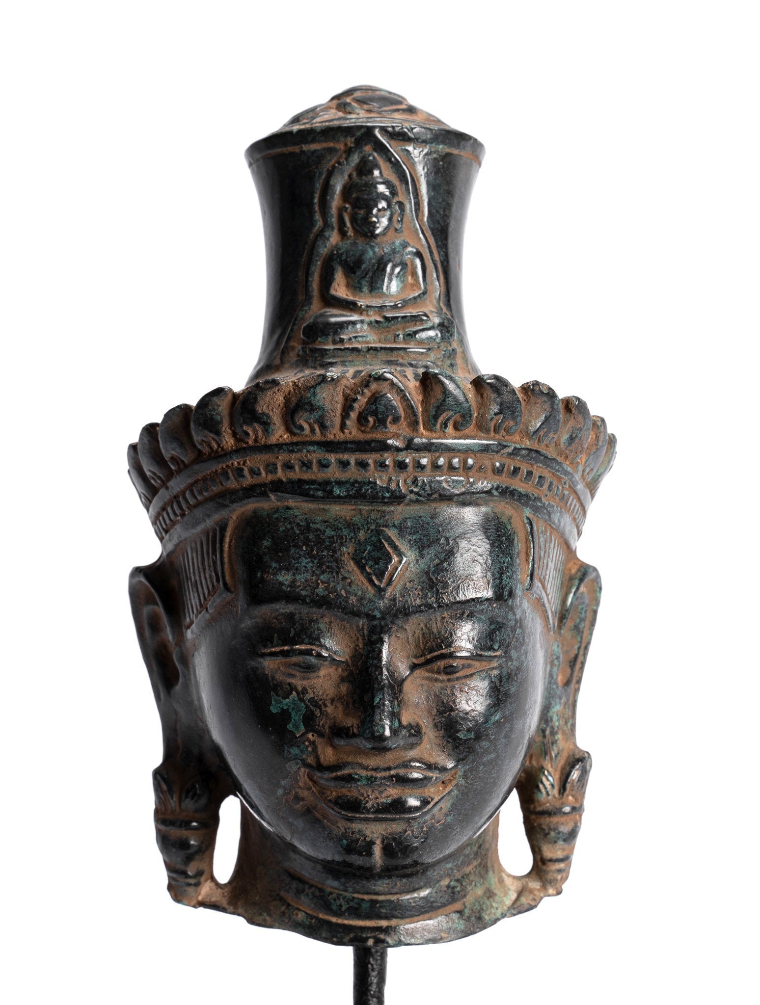 Statue Lokeshvara - Antique Khmer in stile Bronzo Bayon Montata in stile Lokeshvara - 22 cm/9 "