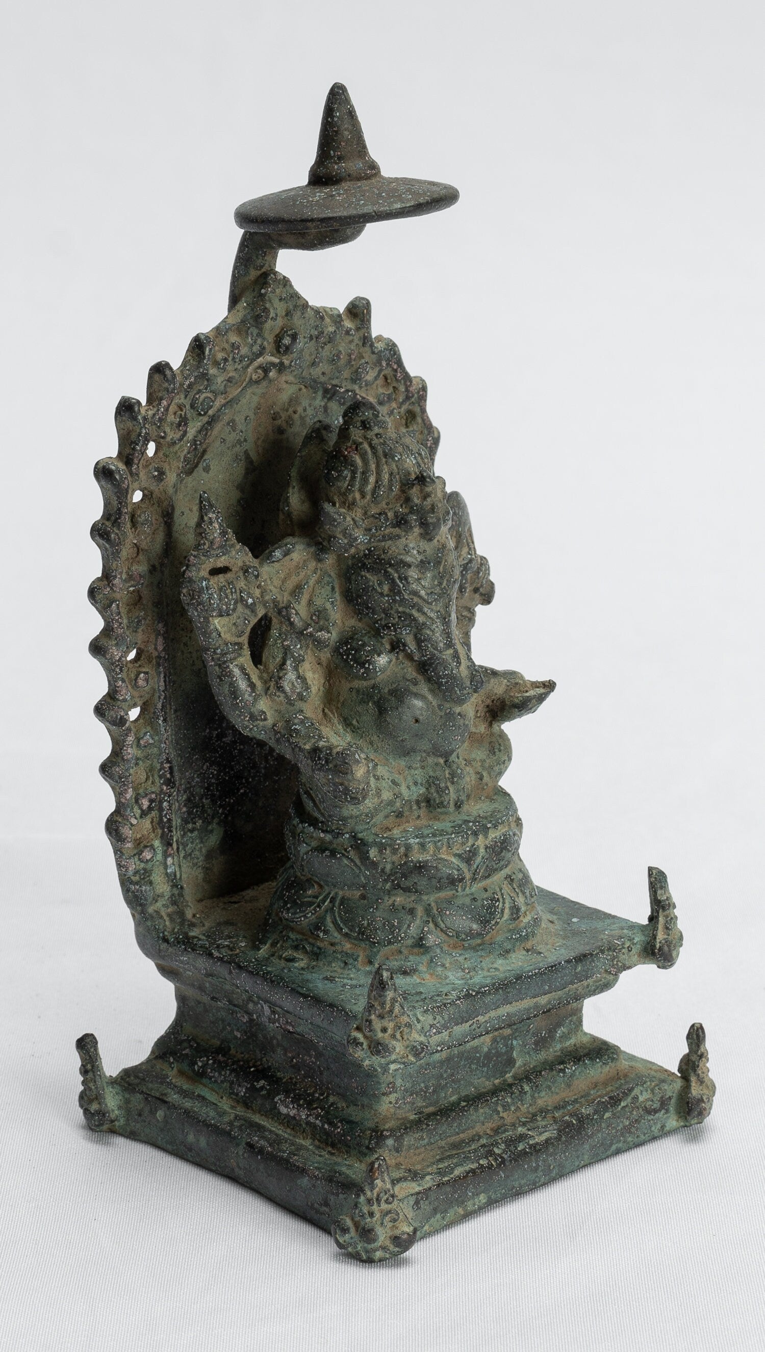 Statue Ganesha - Antique Statue Ganesha in stile giavanese in bronzo indonesiano - 14 cm/6 "
