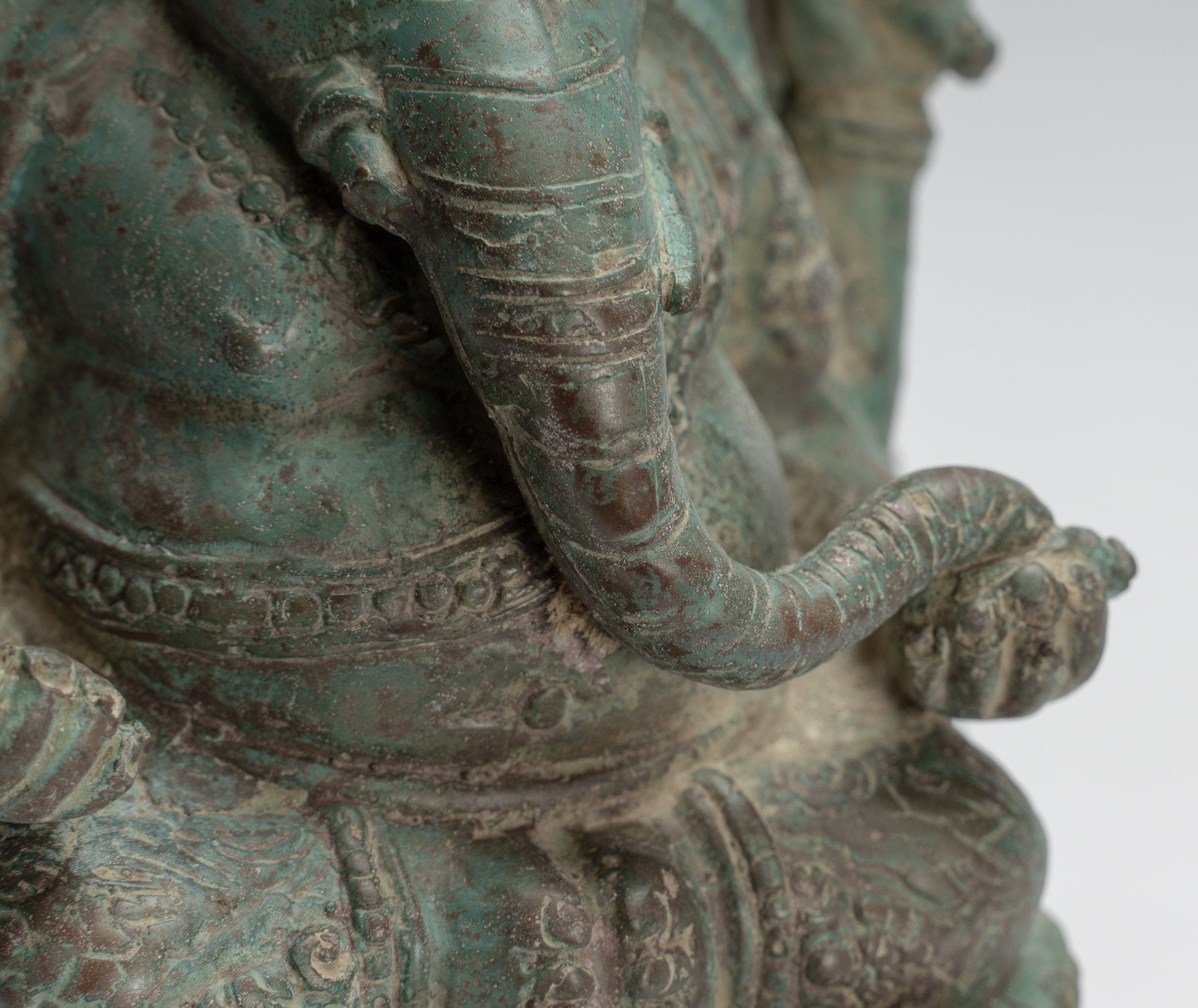 Statua Ganesha - Antique Statue Ganesha in stile giavanese in bronzo di bronzo - 30 cm/12 "