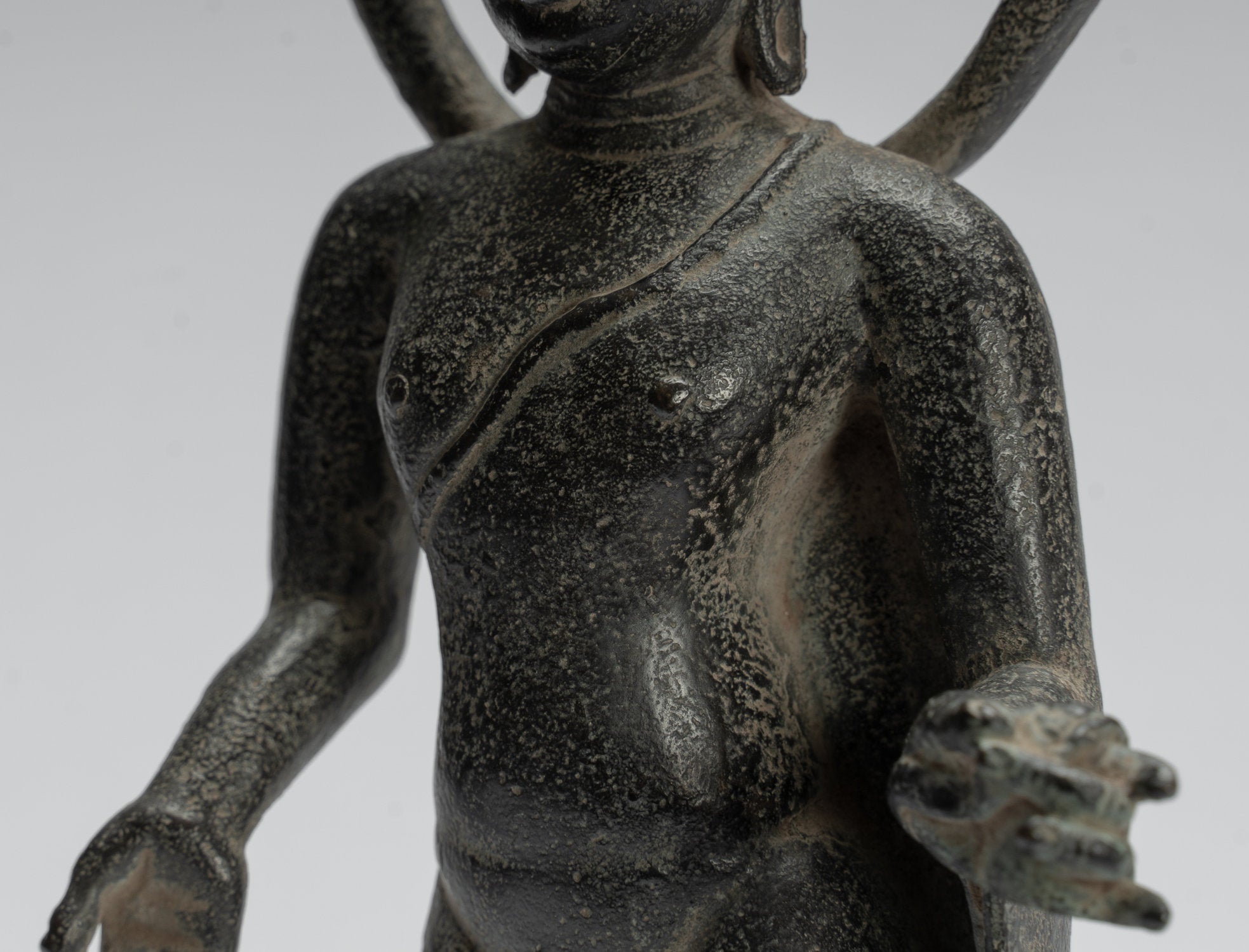 Statue de Bouddha – Bouddha d'enseignement javanais debout en bronze de style indonésien antique – 28 cm