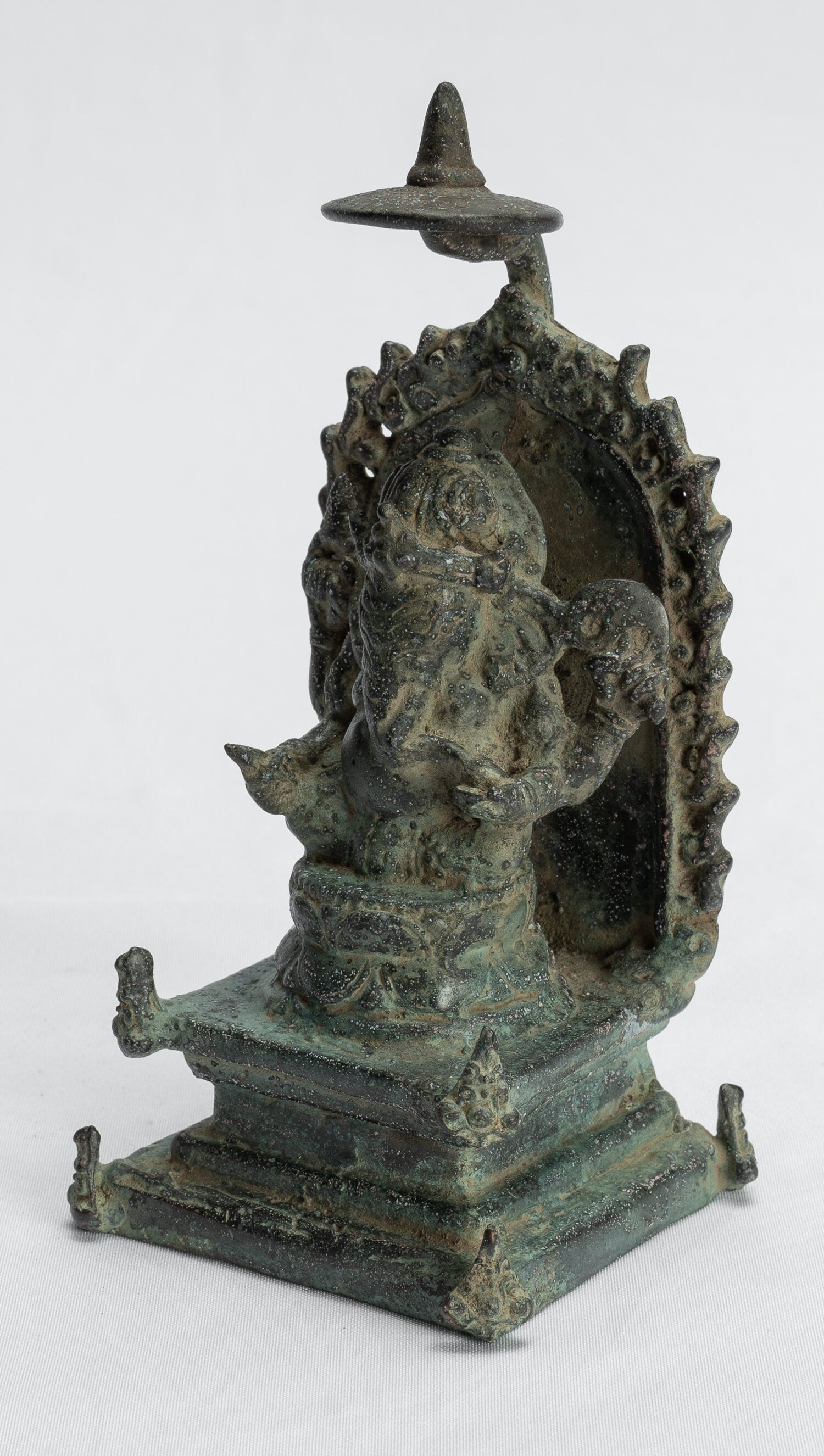 Statue Ganesha - Antique Statue Ganesha in stile giavanese in bronzo indonesiano - 14 cm/6 "