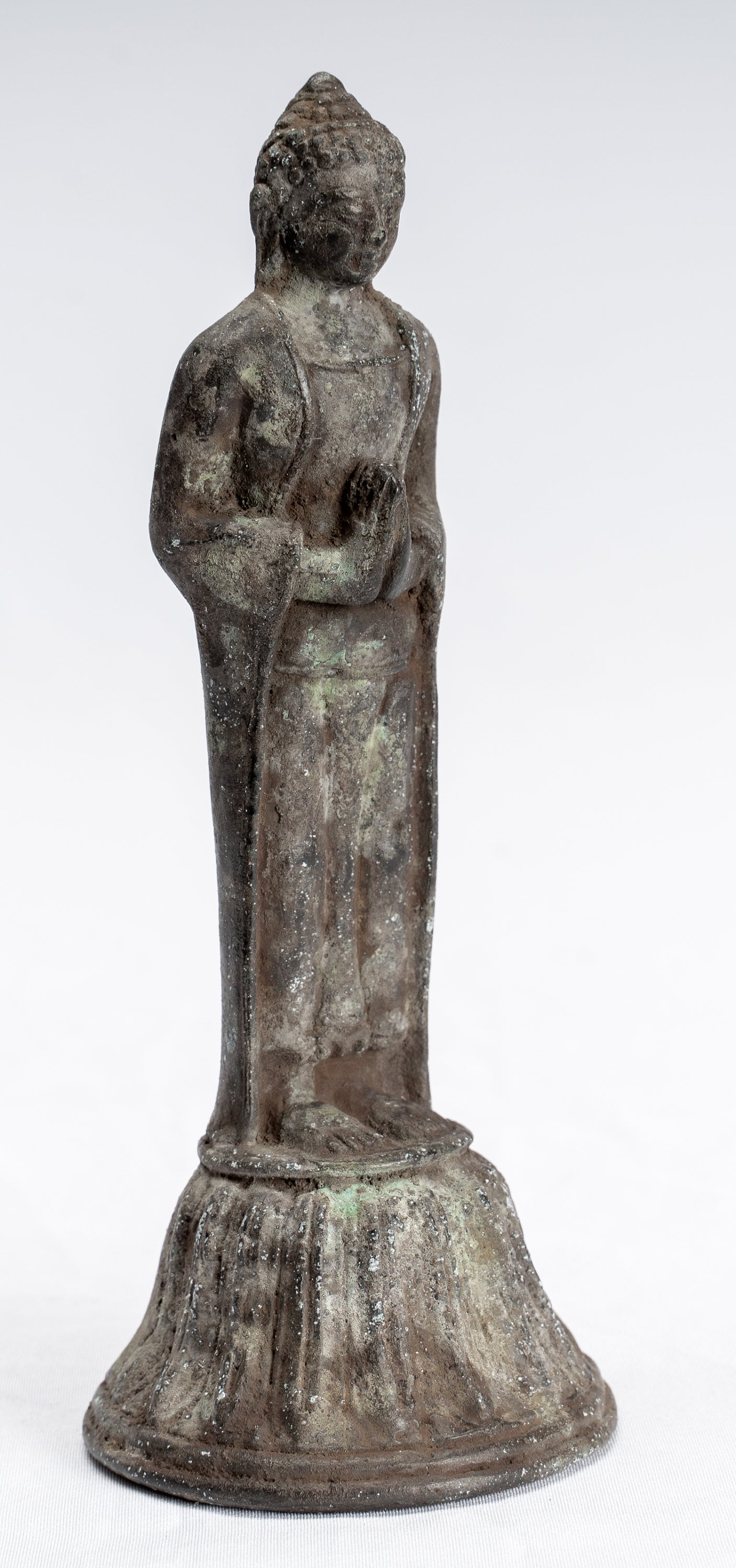 Statue Buddha - Antique stile indonesiano in piedi Adorazione giavanese Buddha - 16 cm/6 "