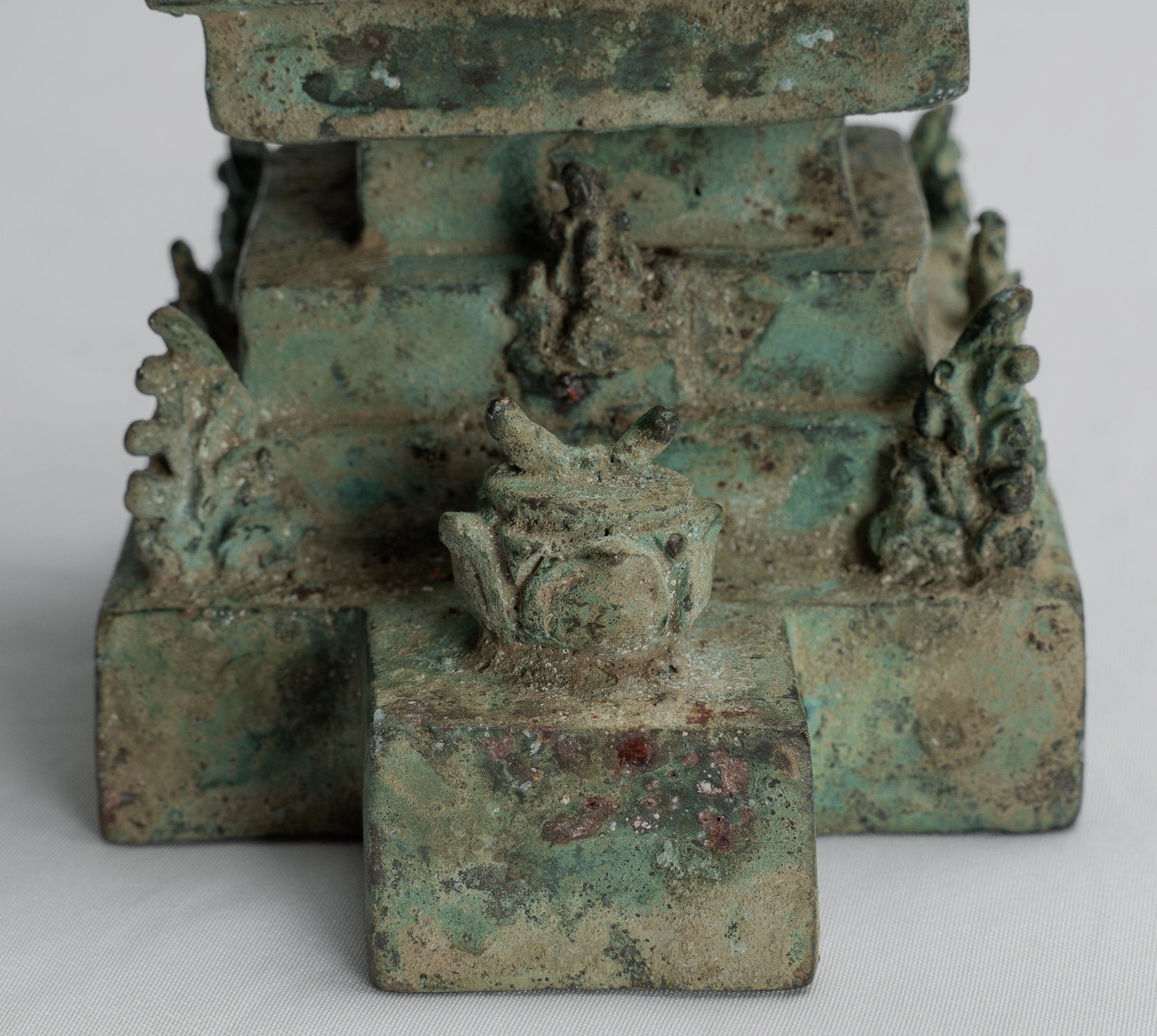 Statua Buddha - Antique in stile indonesiano Bronzo seduto Javanese Teaching Buddha Statue -26cm/10 "