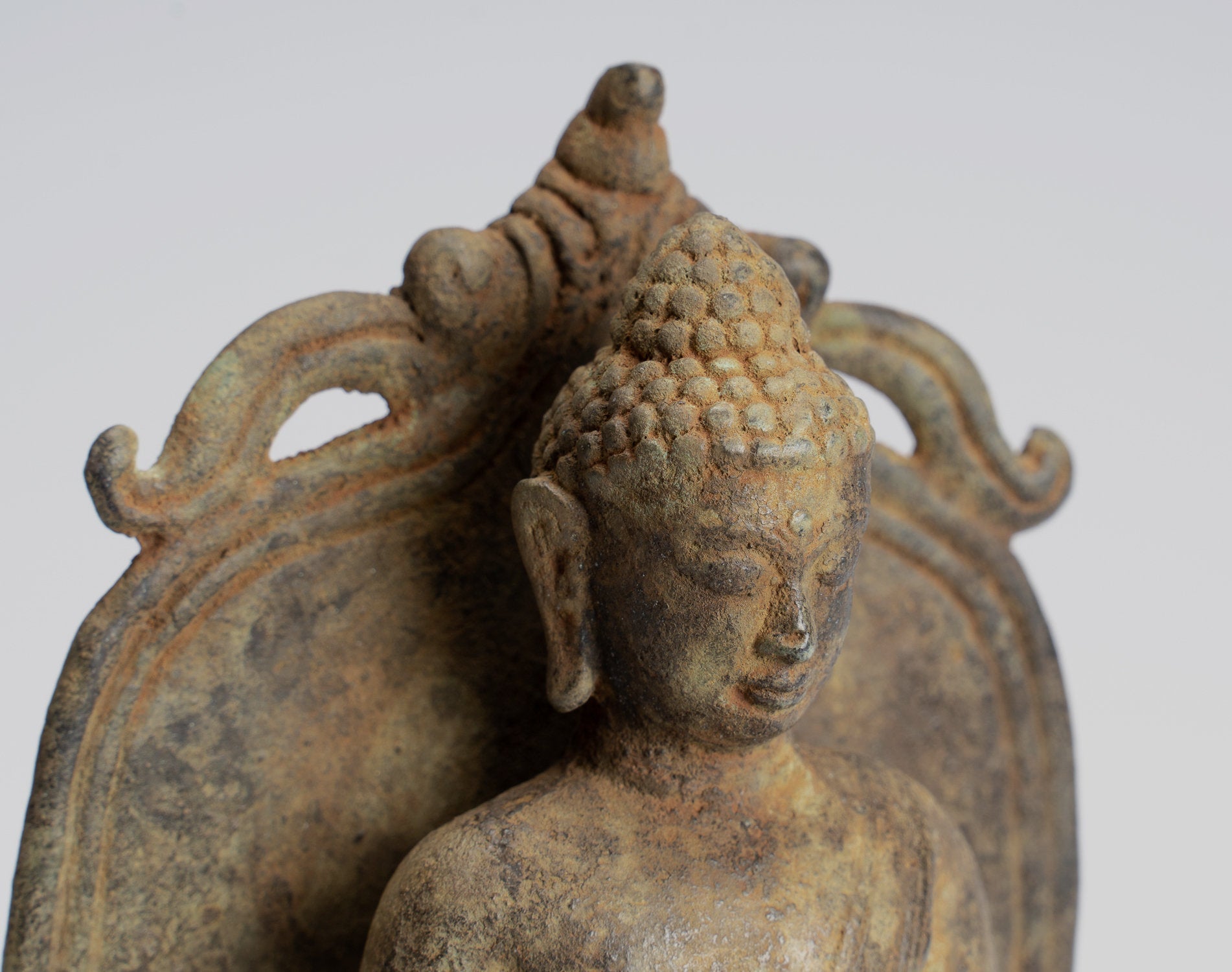 Statue de Bouddha-Antique Indonésie Style Bronze Seated Javanais Amitabha Bouddha Statue-16cm/6 "