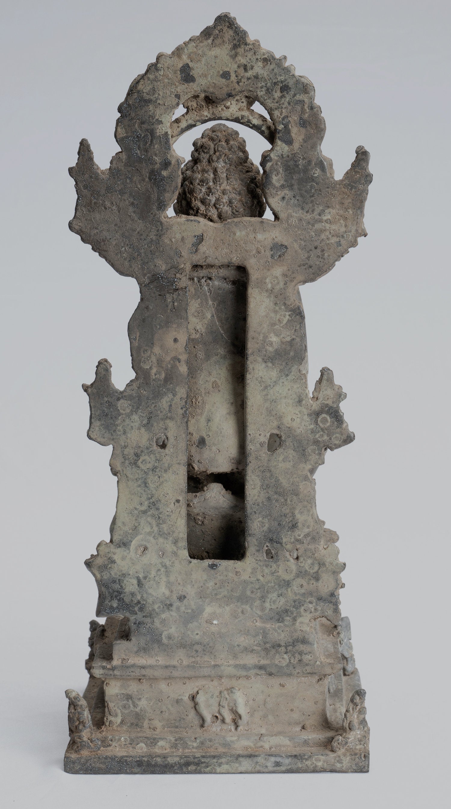 Statua di Buddha - Antique in stile indonesiano seduto in bronzo giavanese predica Buddha - 29 cm/12 "