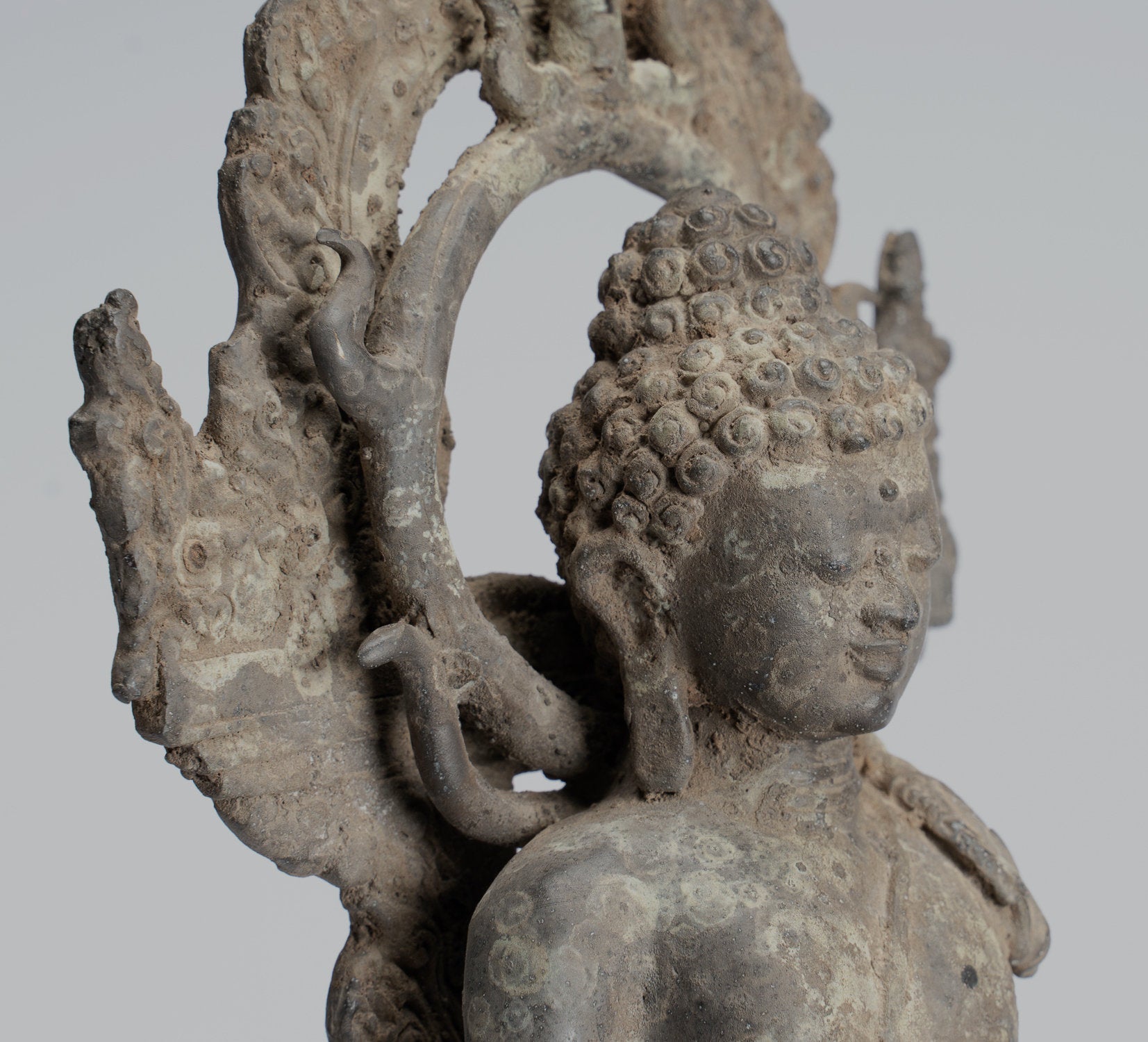 Statua di Buddha - Antique in stile indonesiano seduto in bronzo giavanese predica Buddha - 29 cm/12 "