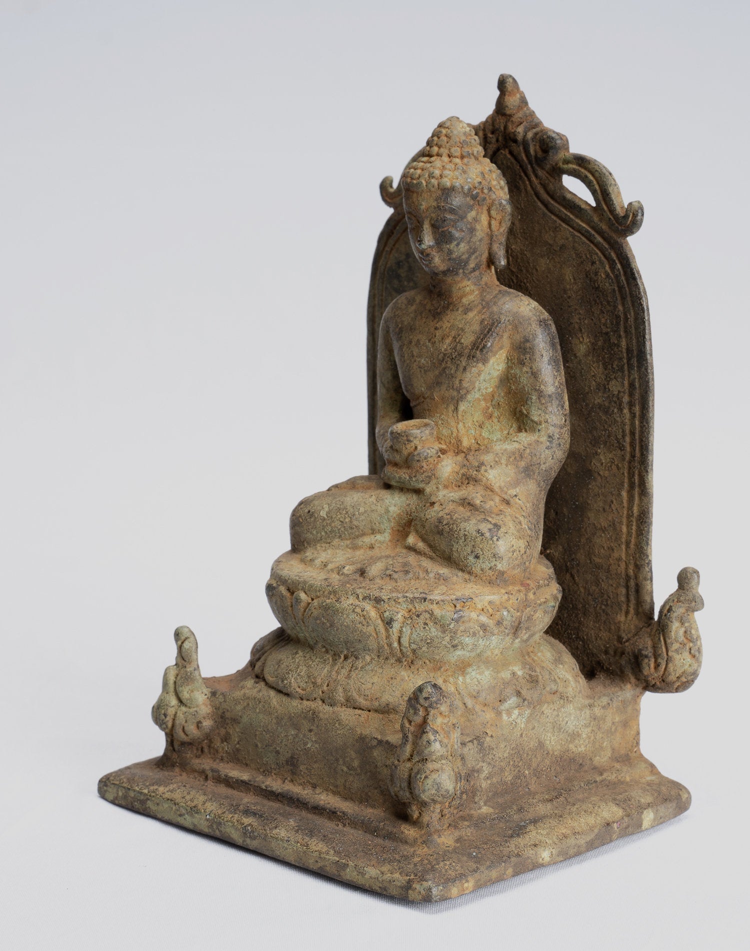 Statue de Bouddha-Antique Indonésie Style Bronze Seated Javanais Amitabha Bouddha Statue-16cm/6 "