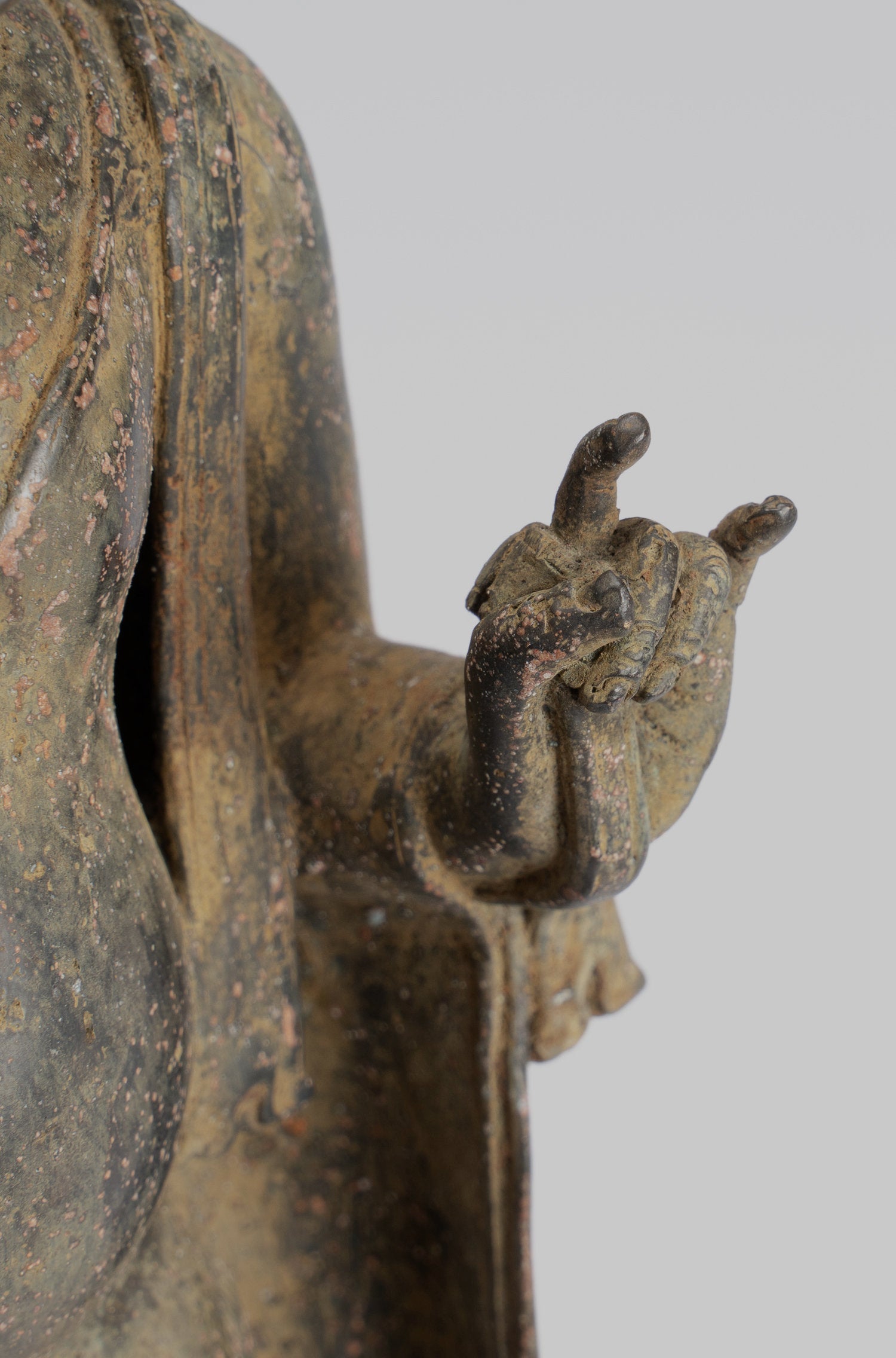 Statua Buddha - Antique stile indonesiano in piedi bronzo giavanese gautama Buddha - 26 cm/10 "