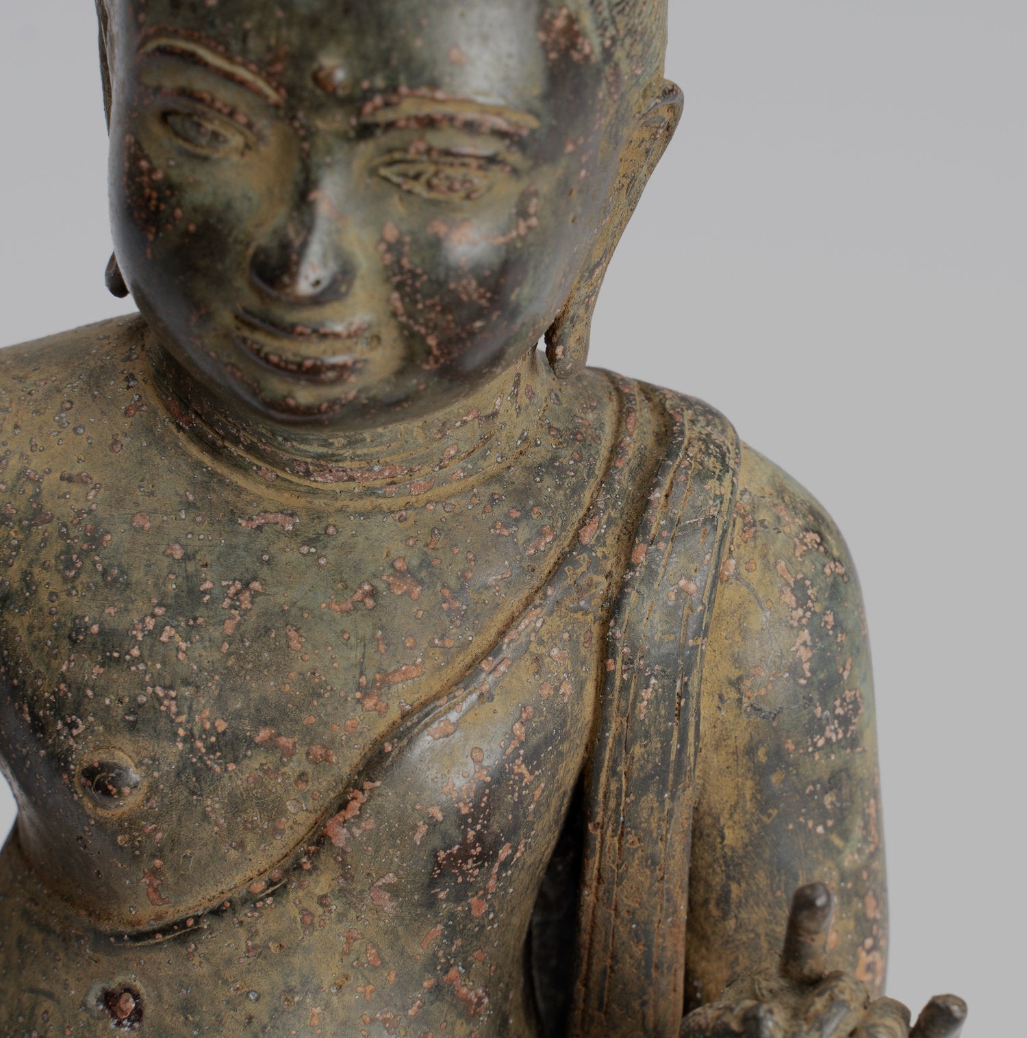 Statua Buddha - Antique stile indonesiano in piedi bronzo giavanese gautama Buddha - 26 cm/10 "