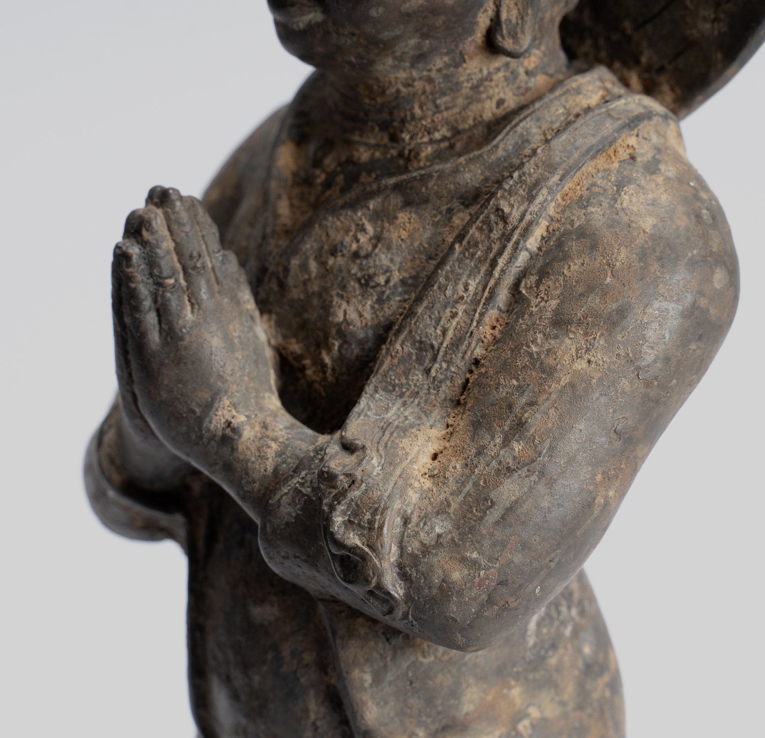 Statua Buddha - Antique stile indonesiano in piedi bronzo giavanese gautama Buddha - 28 cm/11 "