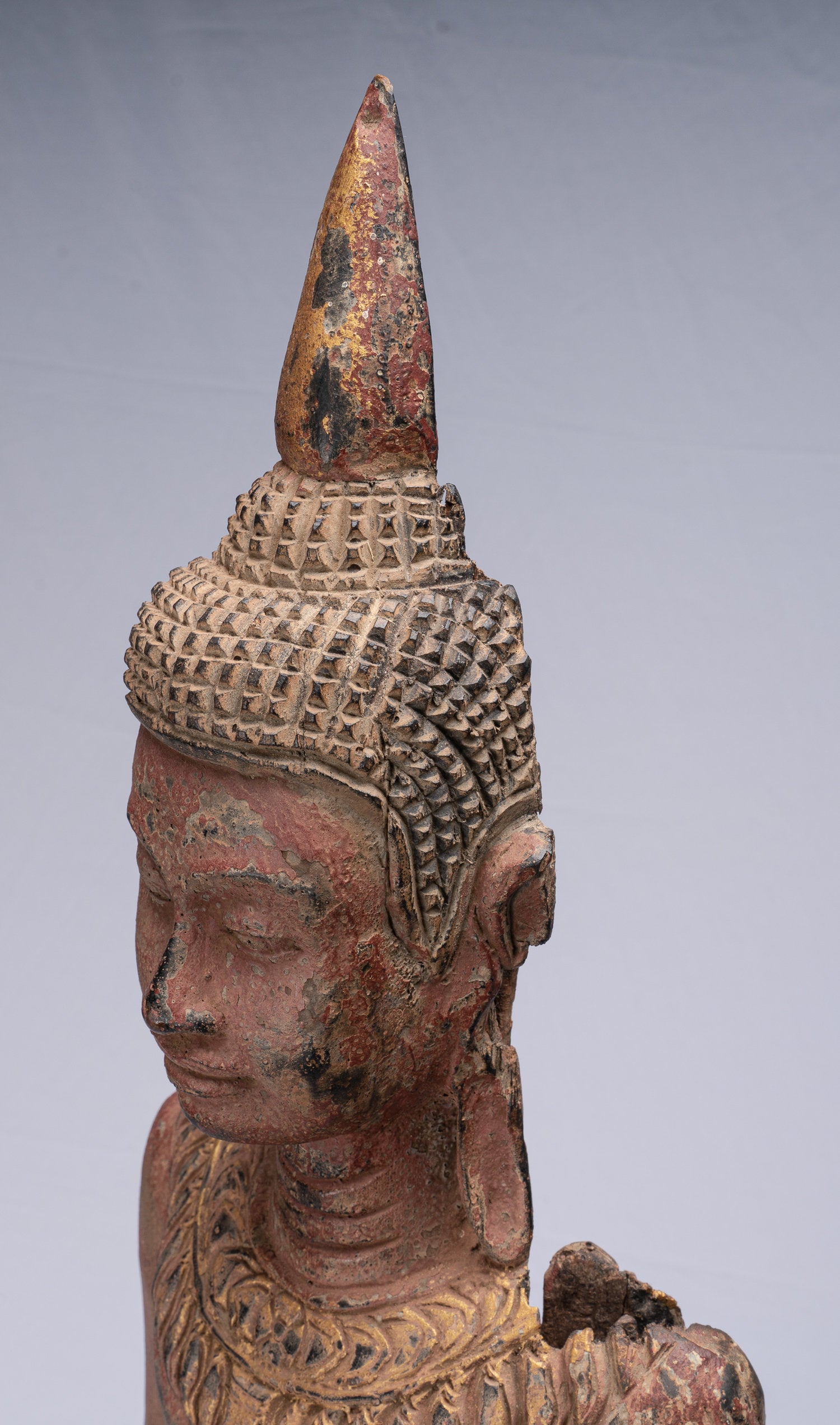 Statua Buddha - Antique Khmer in stile Khmer in piedi statua di Buddha domenicale premurosa - 98 cm/39 "