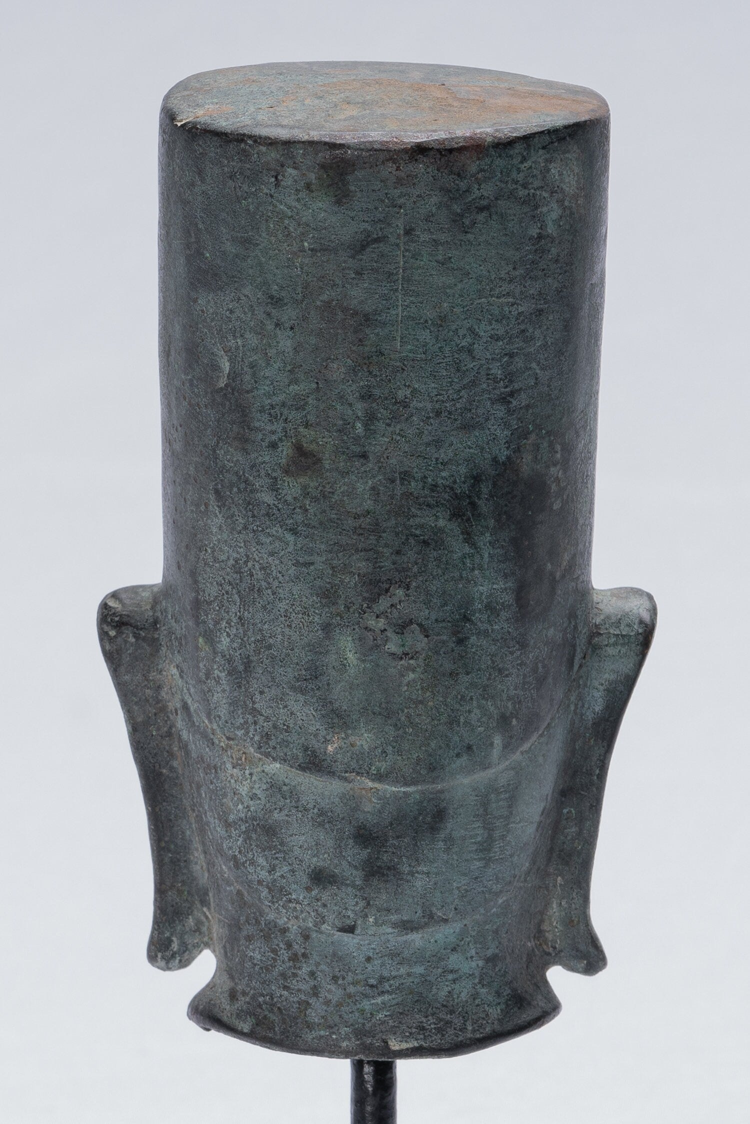 Statue Vishnu - Antique Phnom Da Style Monted Bronze Khmer Vishnu Head - 19cm/8 "