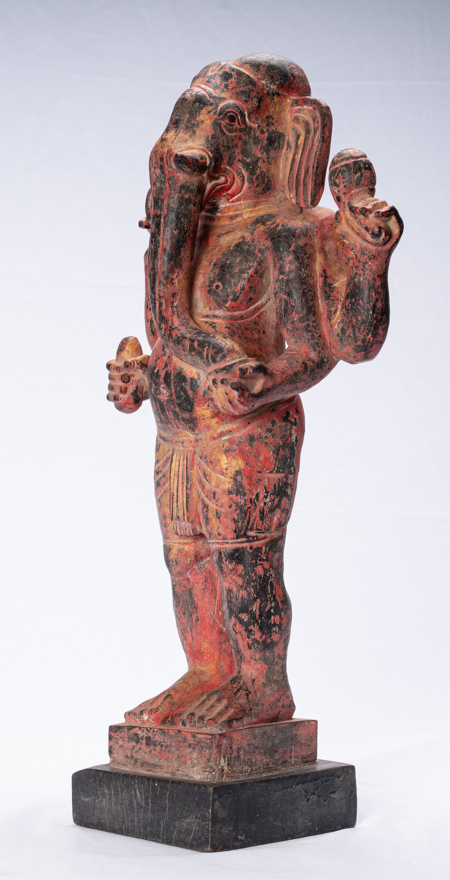 Statua Ganesha - Antique Bayon in stile Khmer Red Wood State Ganesha Statua - 59cm/24 "