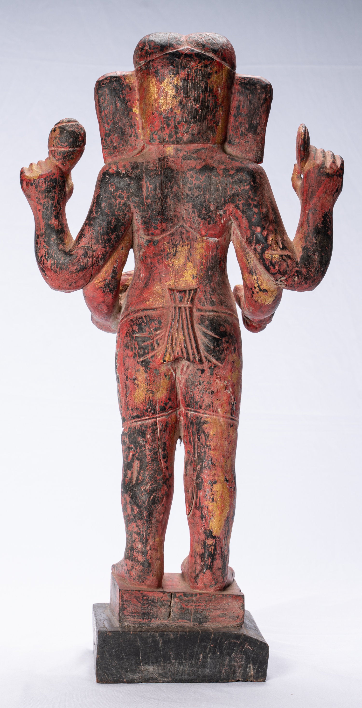 Statua Ganesha - Antique Bayon in stile Khmer Red Wood State Ganesha Statua - 59cm/24 "