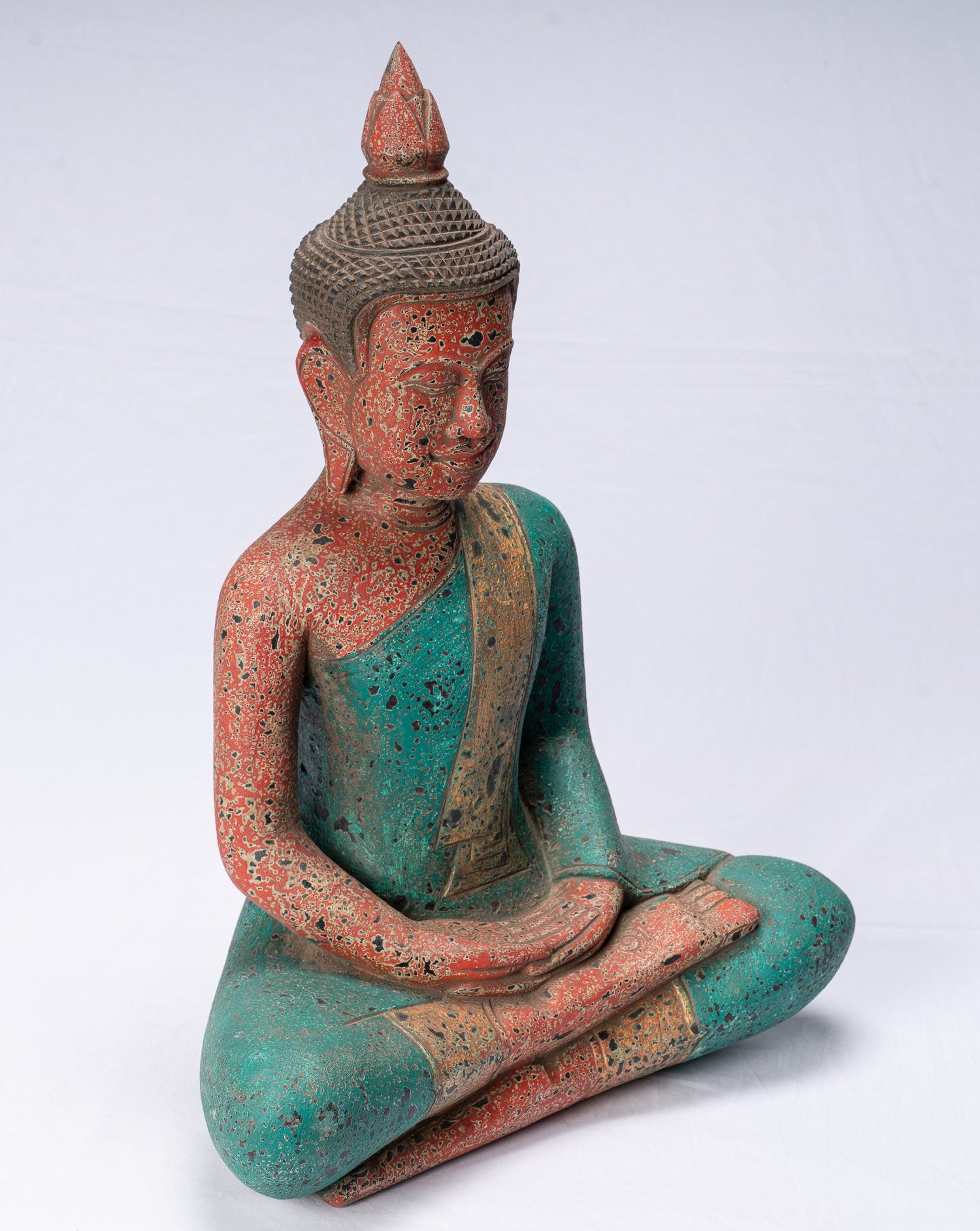 Statua Buddha - Antique Khmer Style SE Asia Meditazione in legno Statua Buddha - 54 cm/22 "