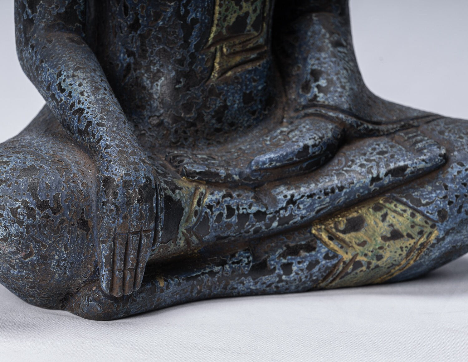 Statue Buddha - Antique Khmer Style SE Asia Seduto l'Illuminismo in legno Statua Buddha - 39 cm/16 "