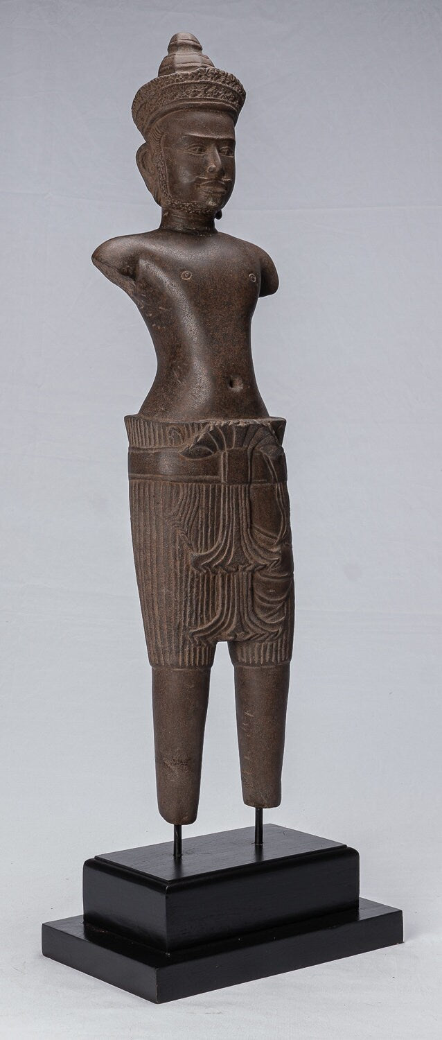 Statue Vishnu - Antique Tusto di arenaria in piedi in piedi in piedi Vishnu - 80 cm / 32 "