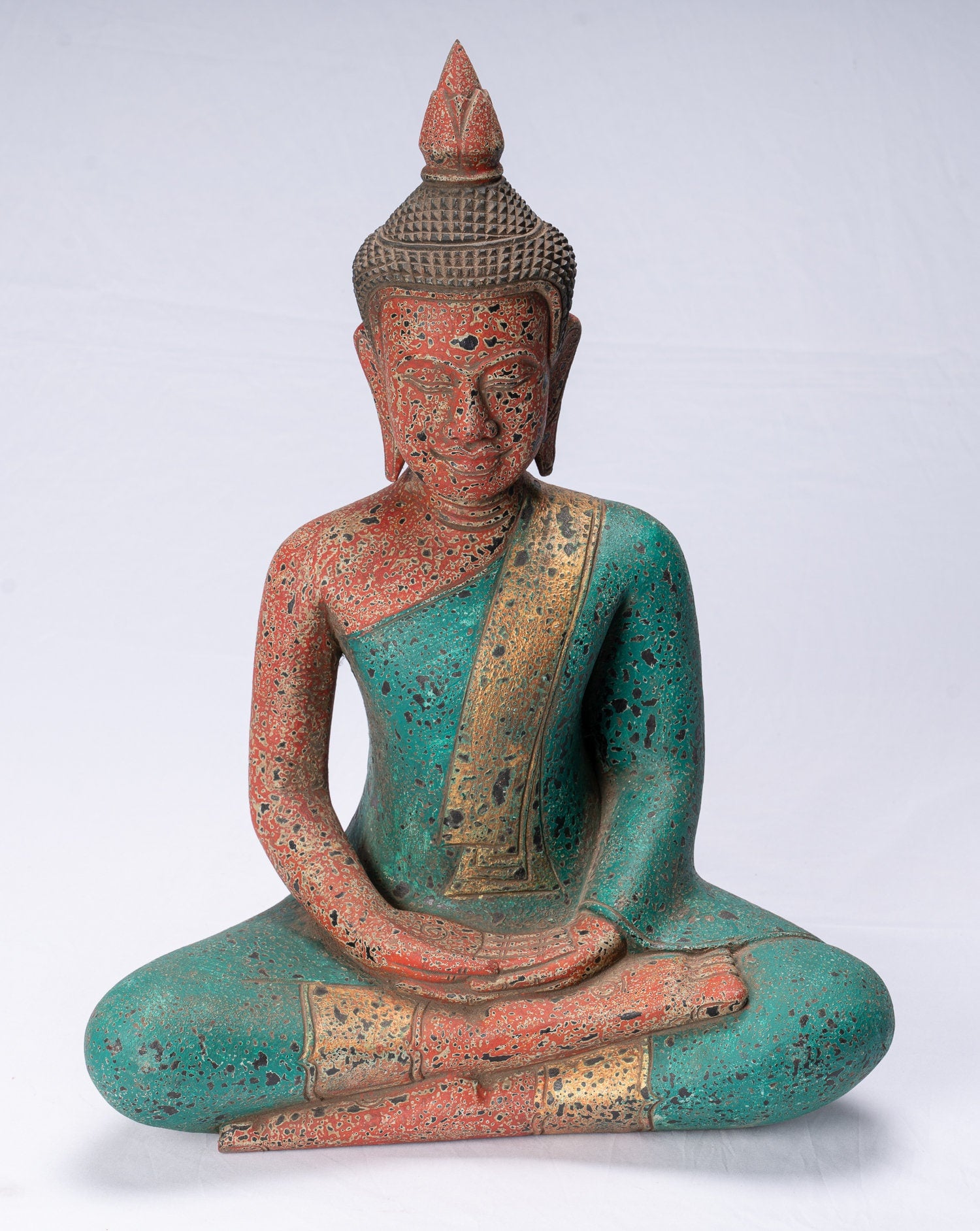 Statua Buddha - Antique Khmer Style SE Asia Meditazione in legno Statua Buddha - 54 cm/22 "