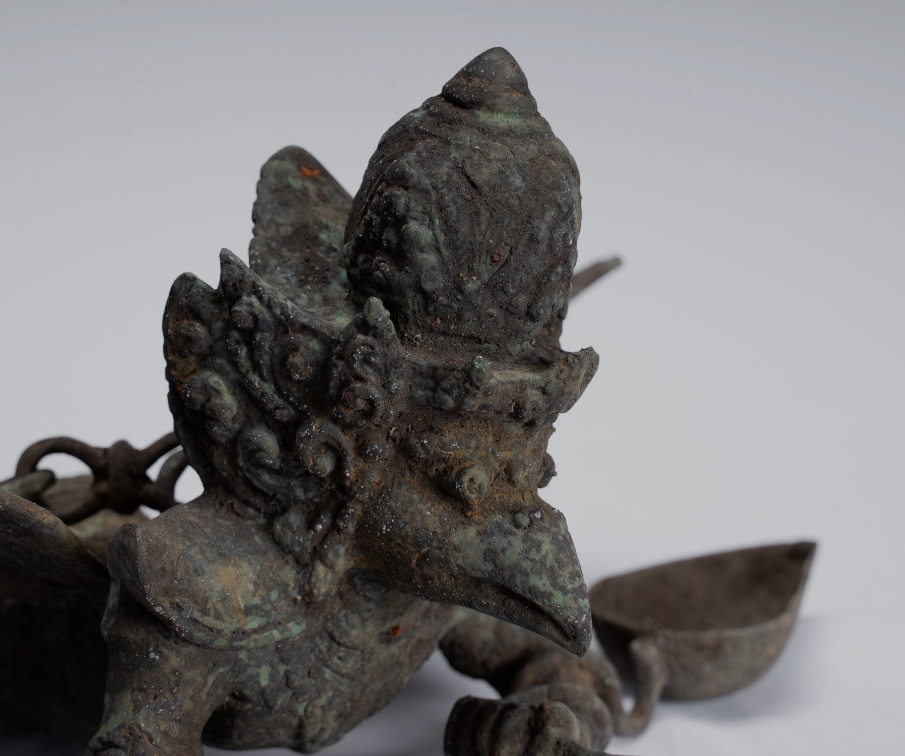 Antique in stile indonesiano sospeso bronzo majapahit garuda statua - 35cm/14 "