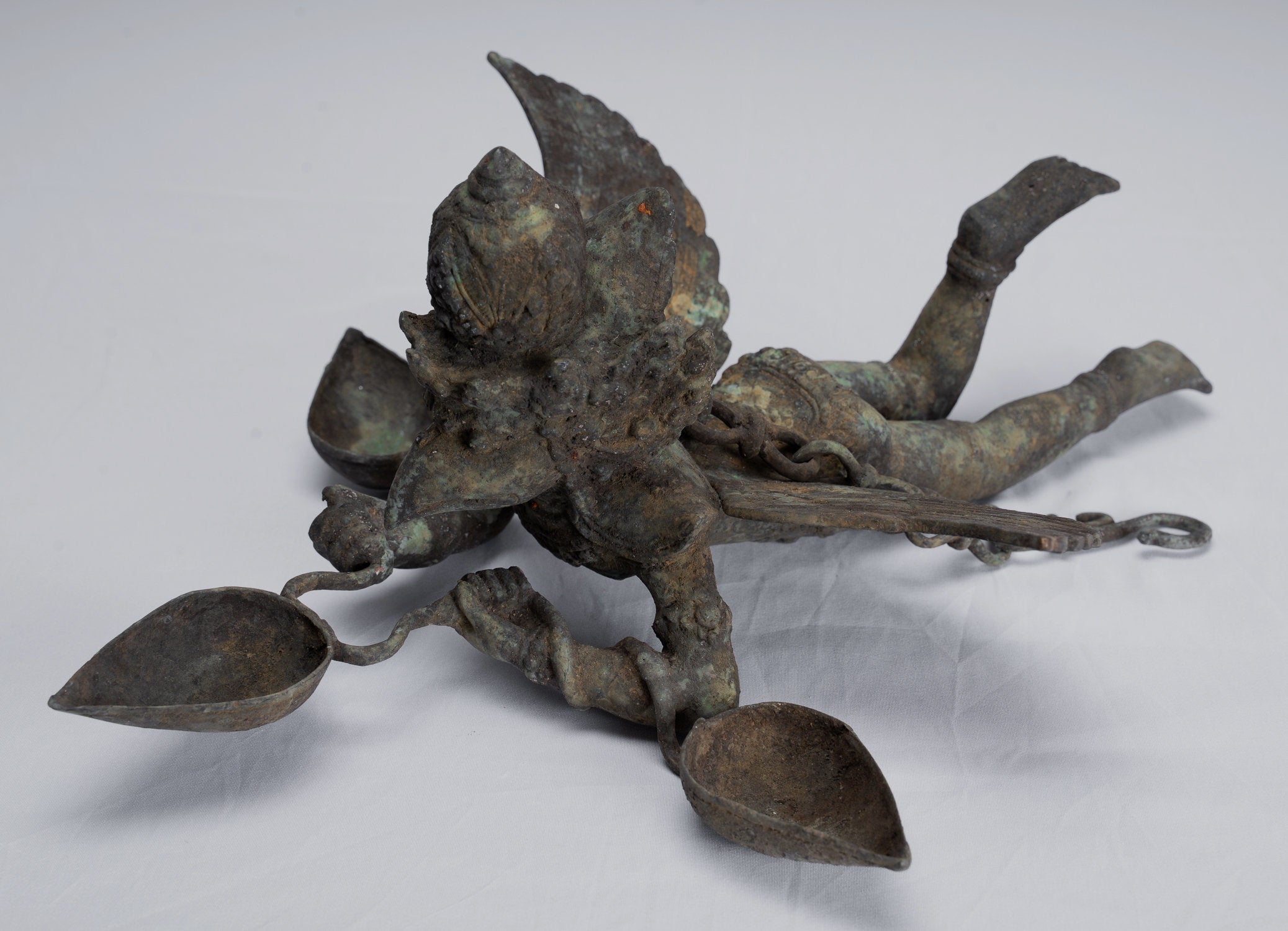 Antique in stile indonesiano sospeso bronzo majapahit garuda statua - 35cm/14 "