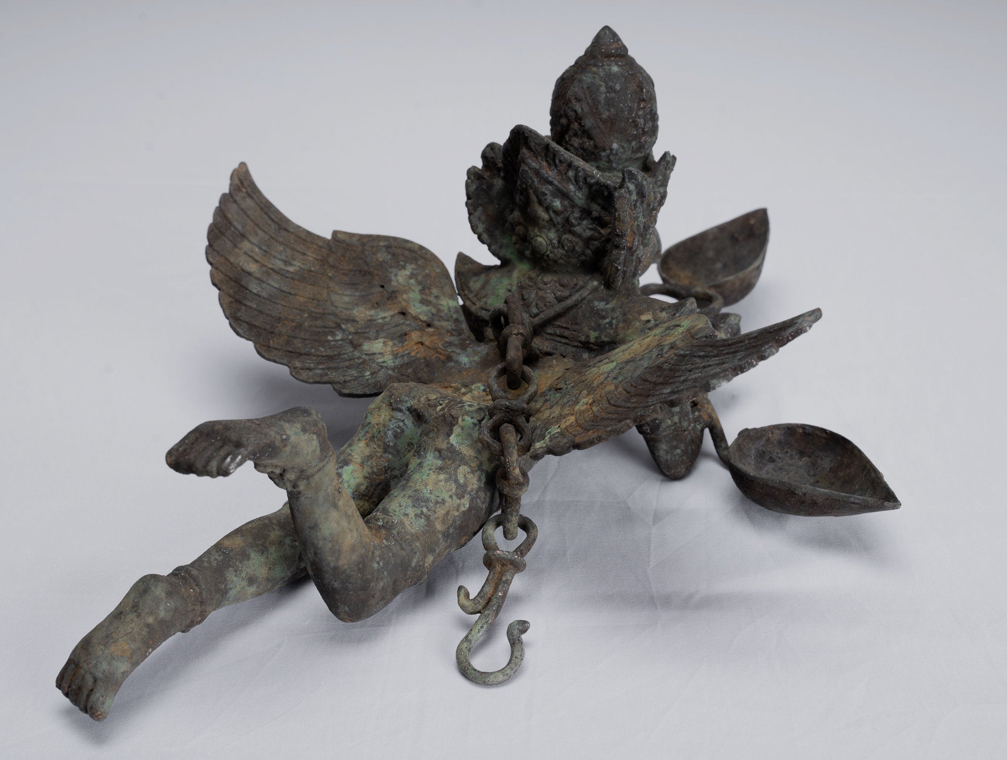 Antique in stile indonesiano sospeso bronzo majapahit garuda statua - 35cm/14 "