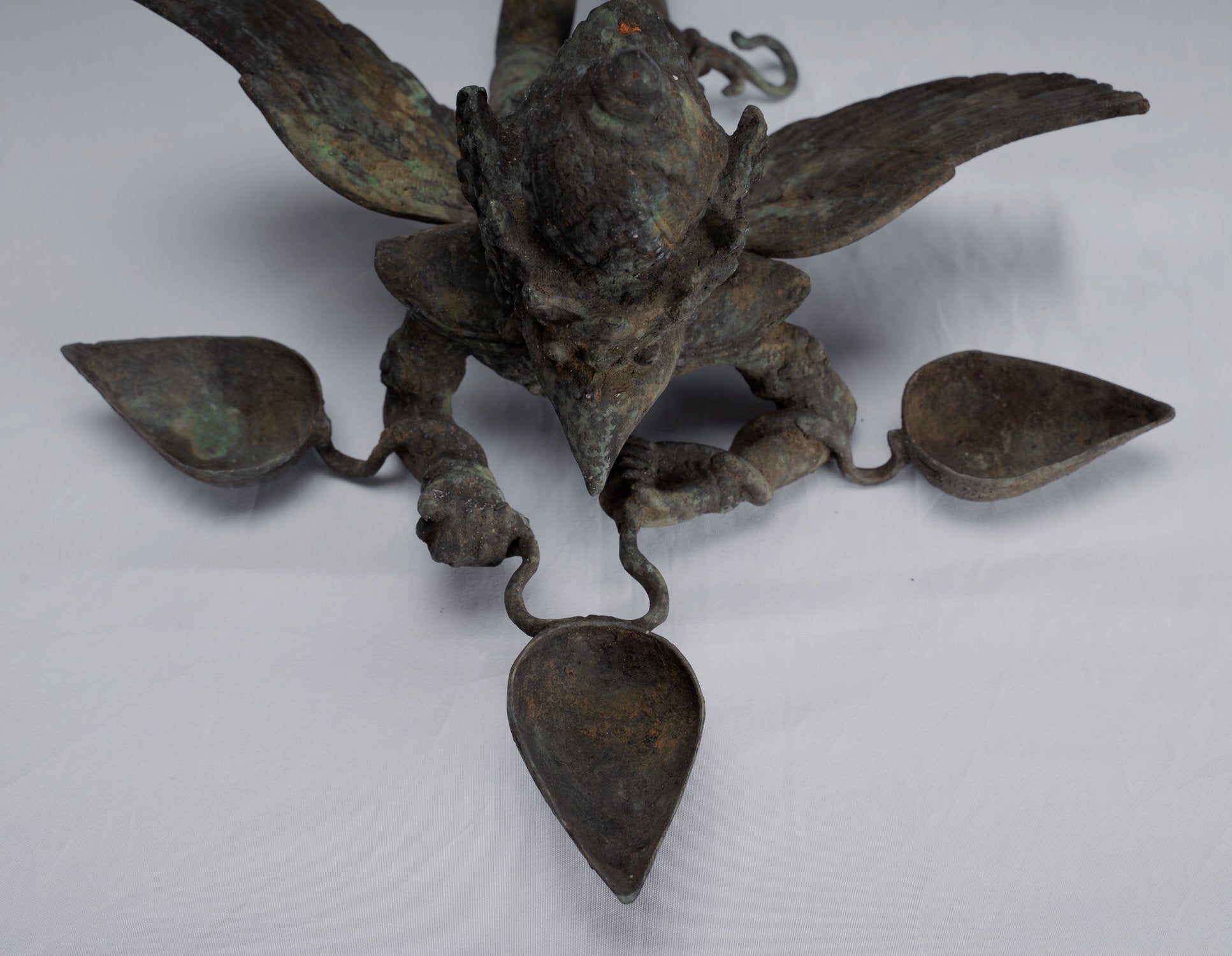 Antique in stile indonesiano sospeso bronzo majapahit garuda statua - 35cm/14 "