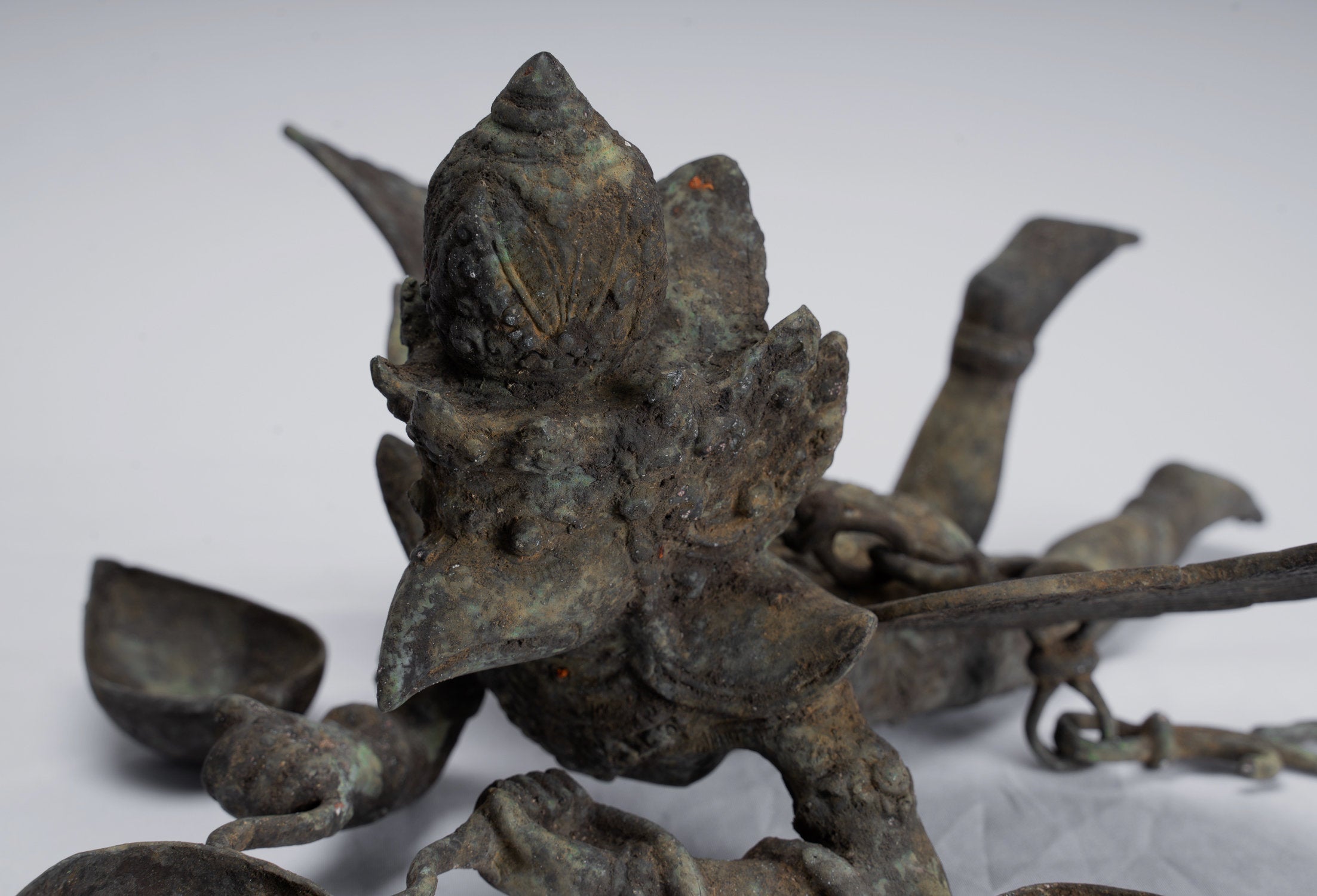 Antique in stile indonesiano sospeso bronzo majapahit garuda statua - 35cm/14 "