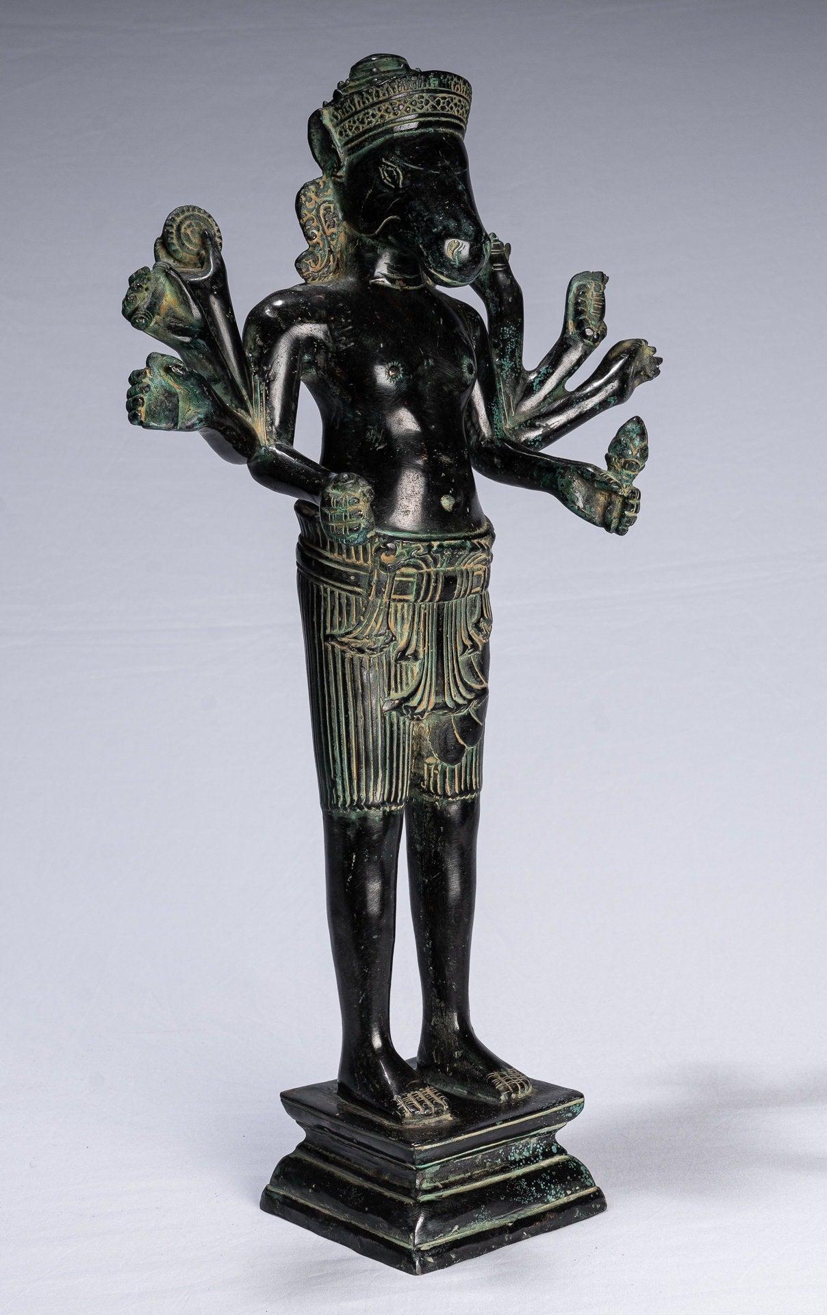 Statua Kalkin - Antique Khmer in stile Khmer bronzo hayagriva kalkin cavallo di Vishnu - 50 cm/20 "