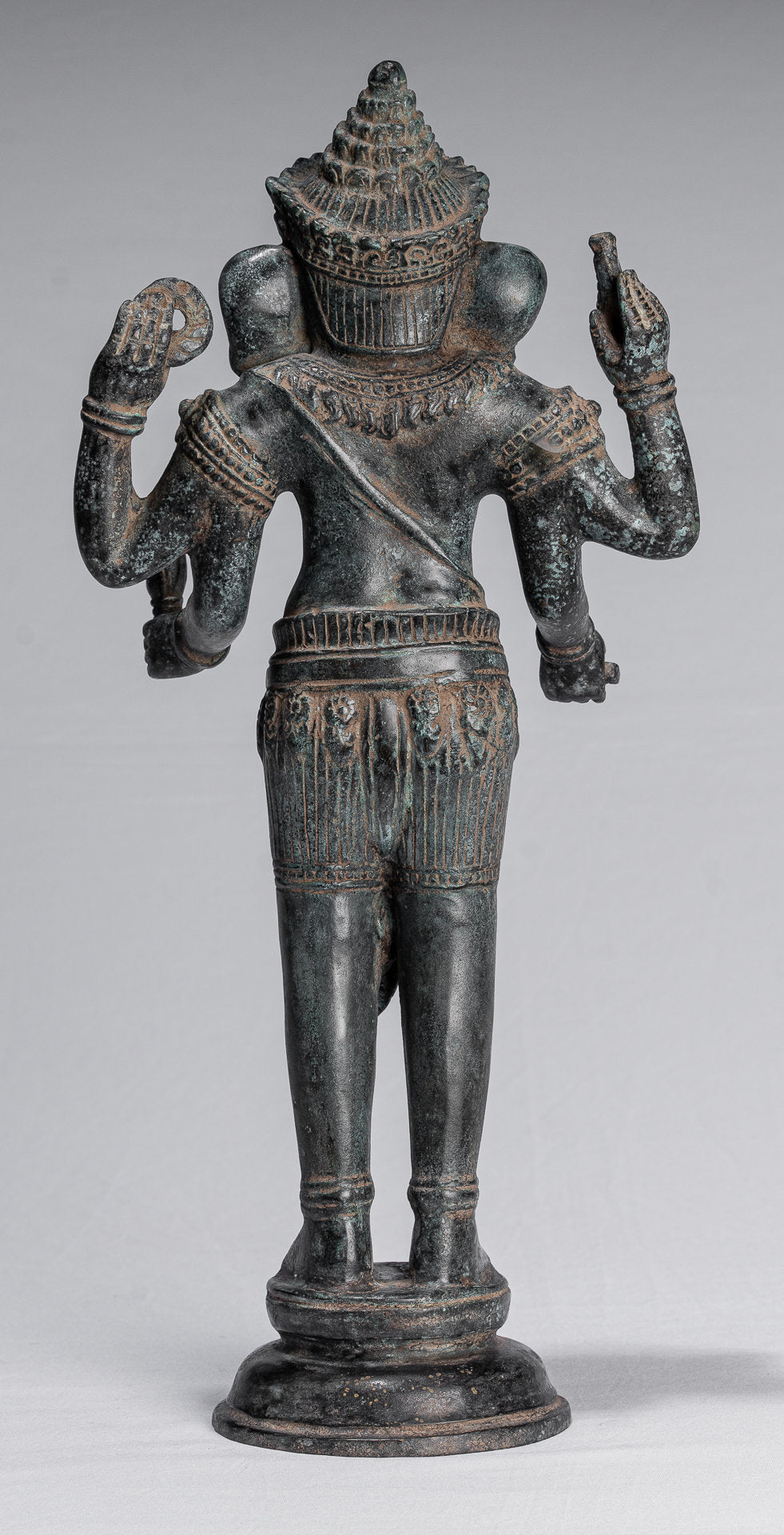 Ganesha-Statue – stehende Bronze-Bajon-Ganesh-Statue im antiken Khmer-Stil – 40 cm.