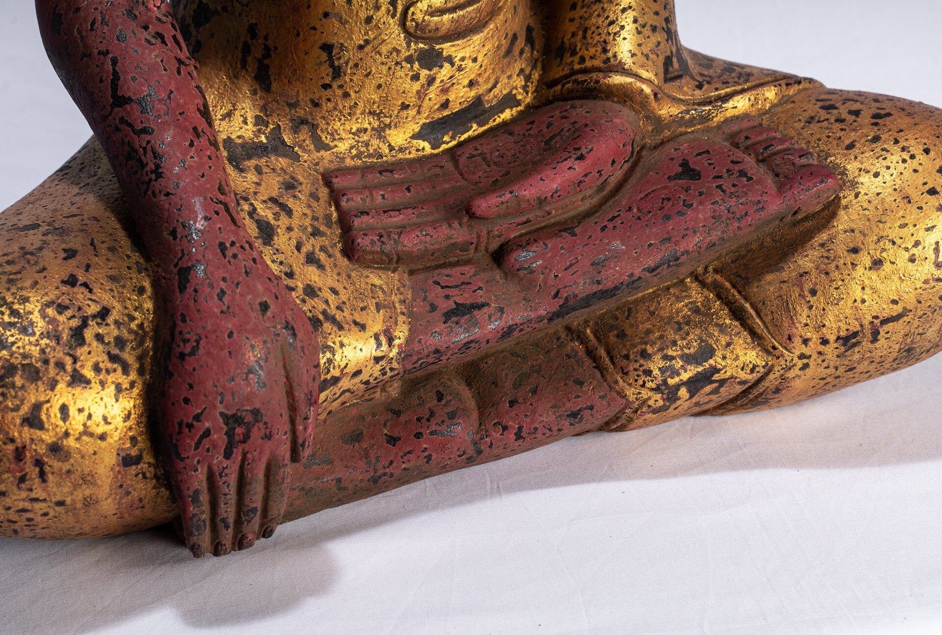 Statue di Buddha - Antique Khmer Style SE Asia Seduto l'Illuminismo in legno Statua Buddha - 52 cm/21 "