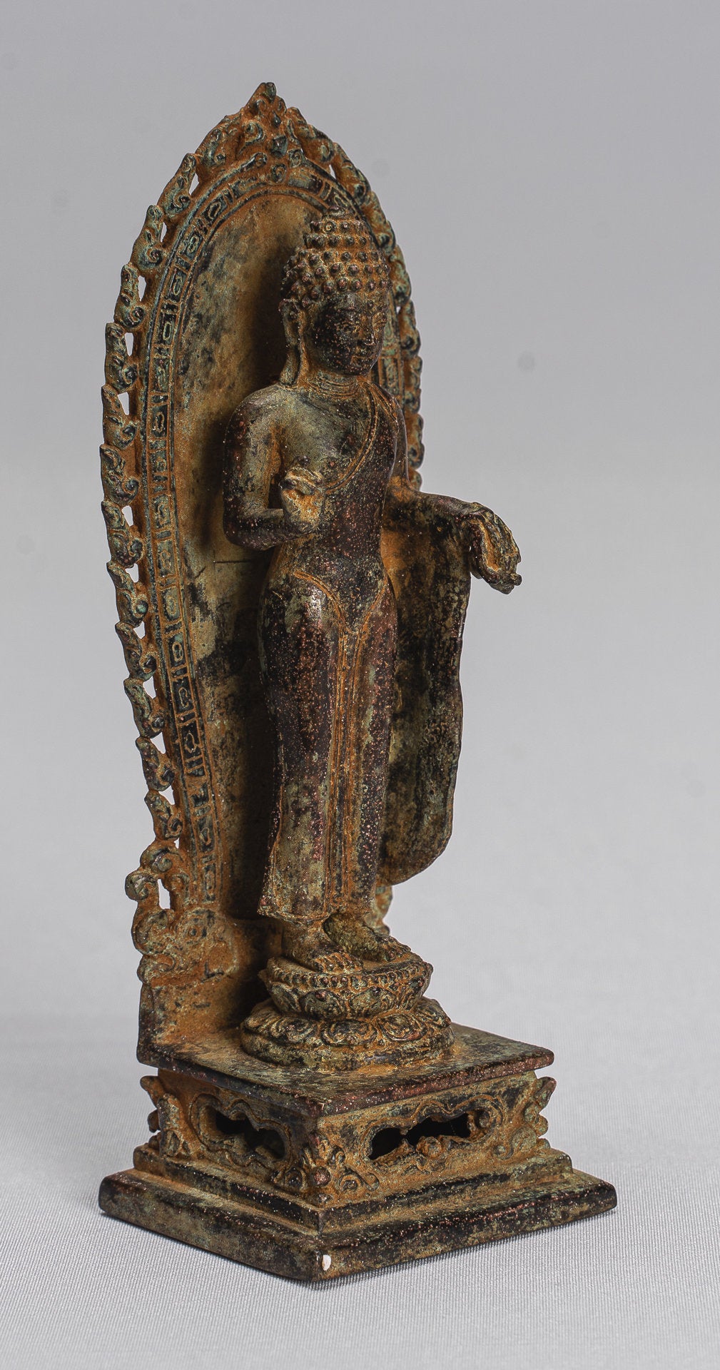 Estatua de Buda - Estilo indonesio antiguo Bronce Javanese enseñanza Buda - 14cm/6 "