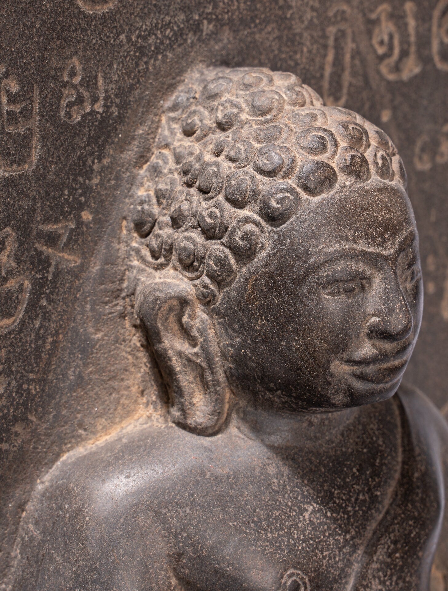 Statue Buddha - Antique Khmer Style Stele Meditazione seduta Statua Buddha - 69 cm/28 "